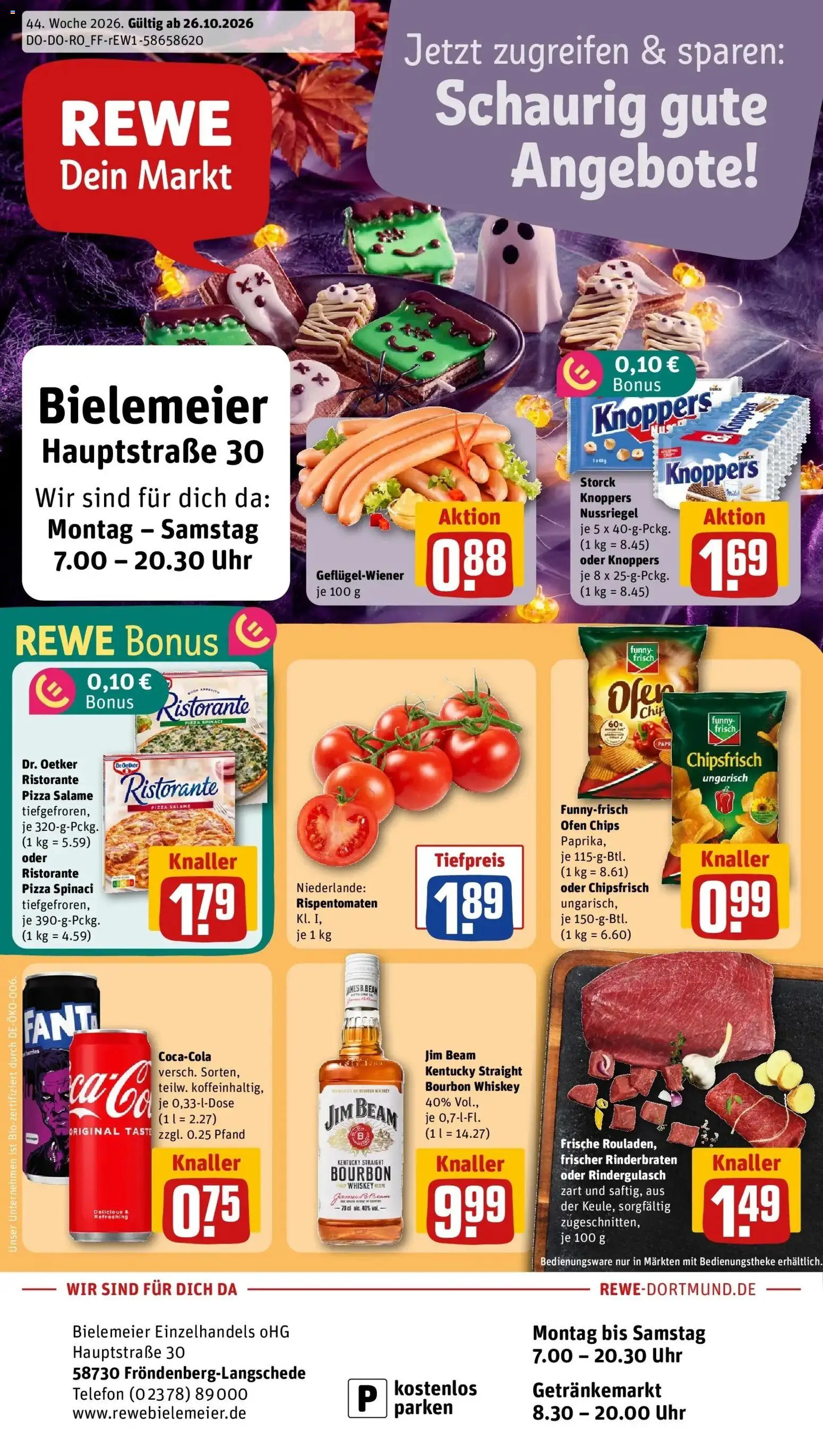 REWE Prospekt ab 26.10.2026 zum Blättern » Angebote | Seite: 1 | Produkte: Ofen, Rindergulasch, Telefon, Uhr