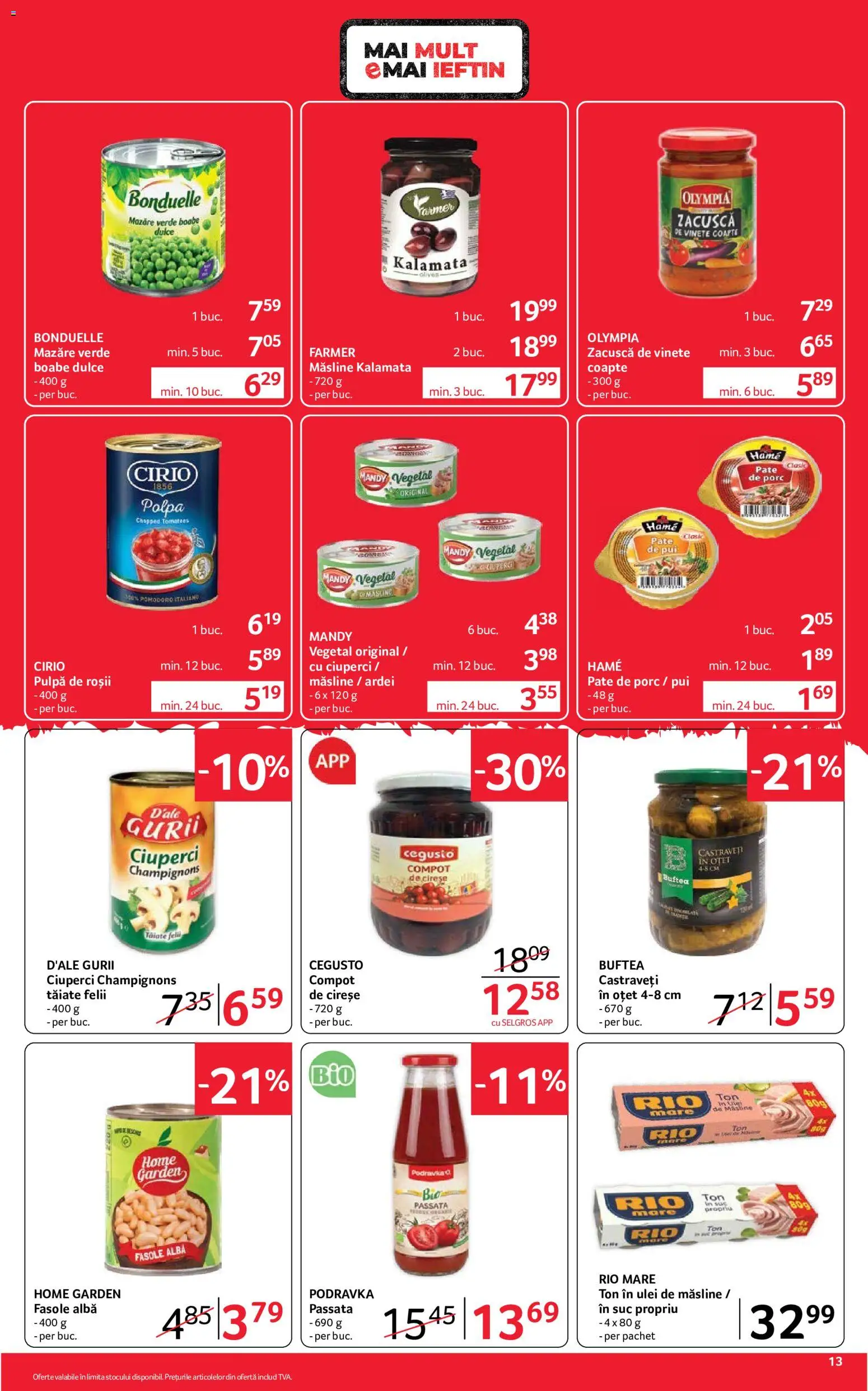 Noul catalog Selgros – valabil de la 04.09.2026 | Pagină: 13 | Produse: Pate, Măsline, Oțet, Compot