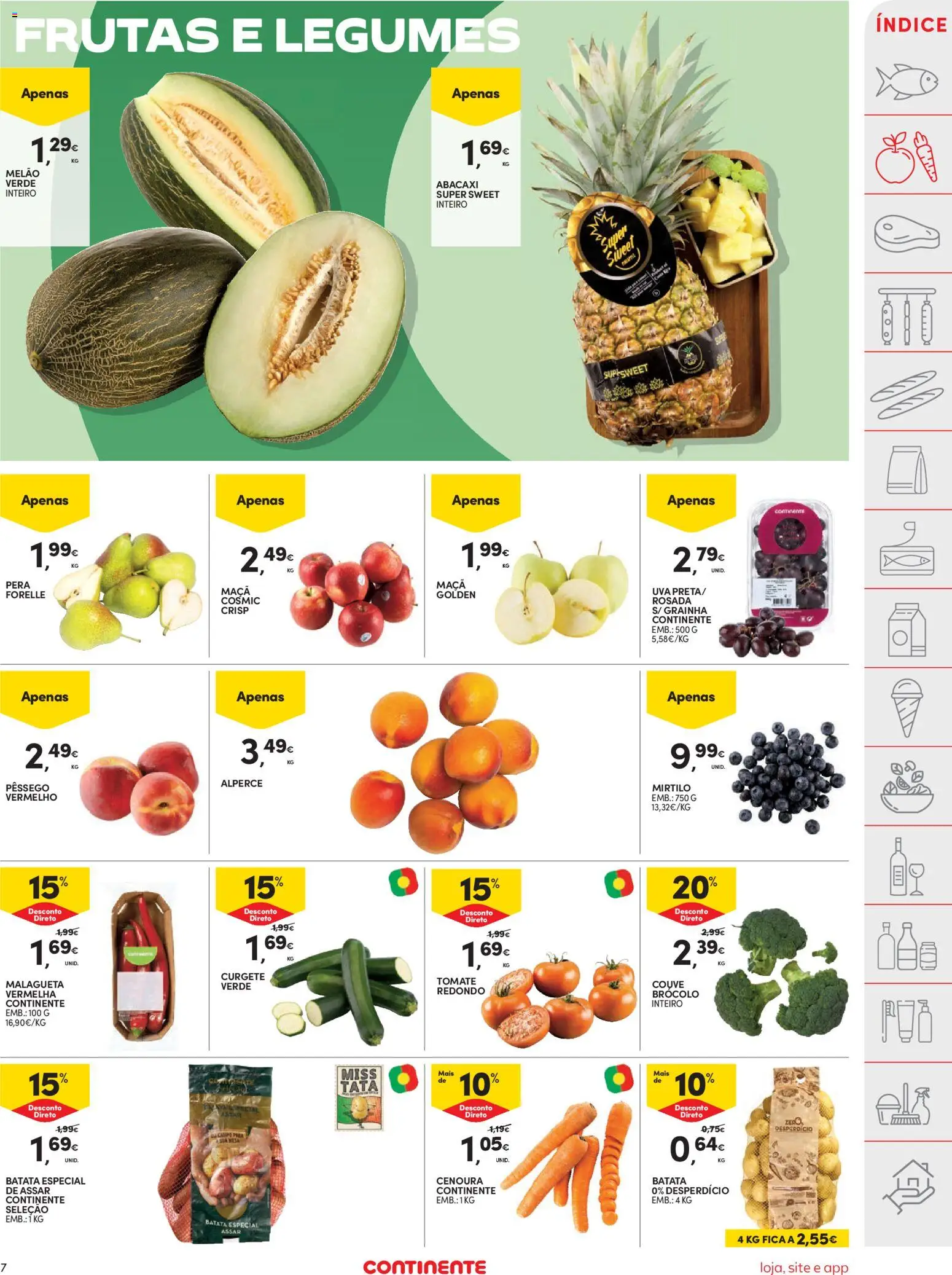 Continente folheto │ válido de 23/06/2026 | Página: 9 | Produtos: Maça, Tomate, Melão, Cenoura