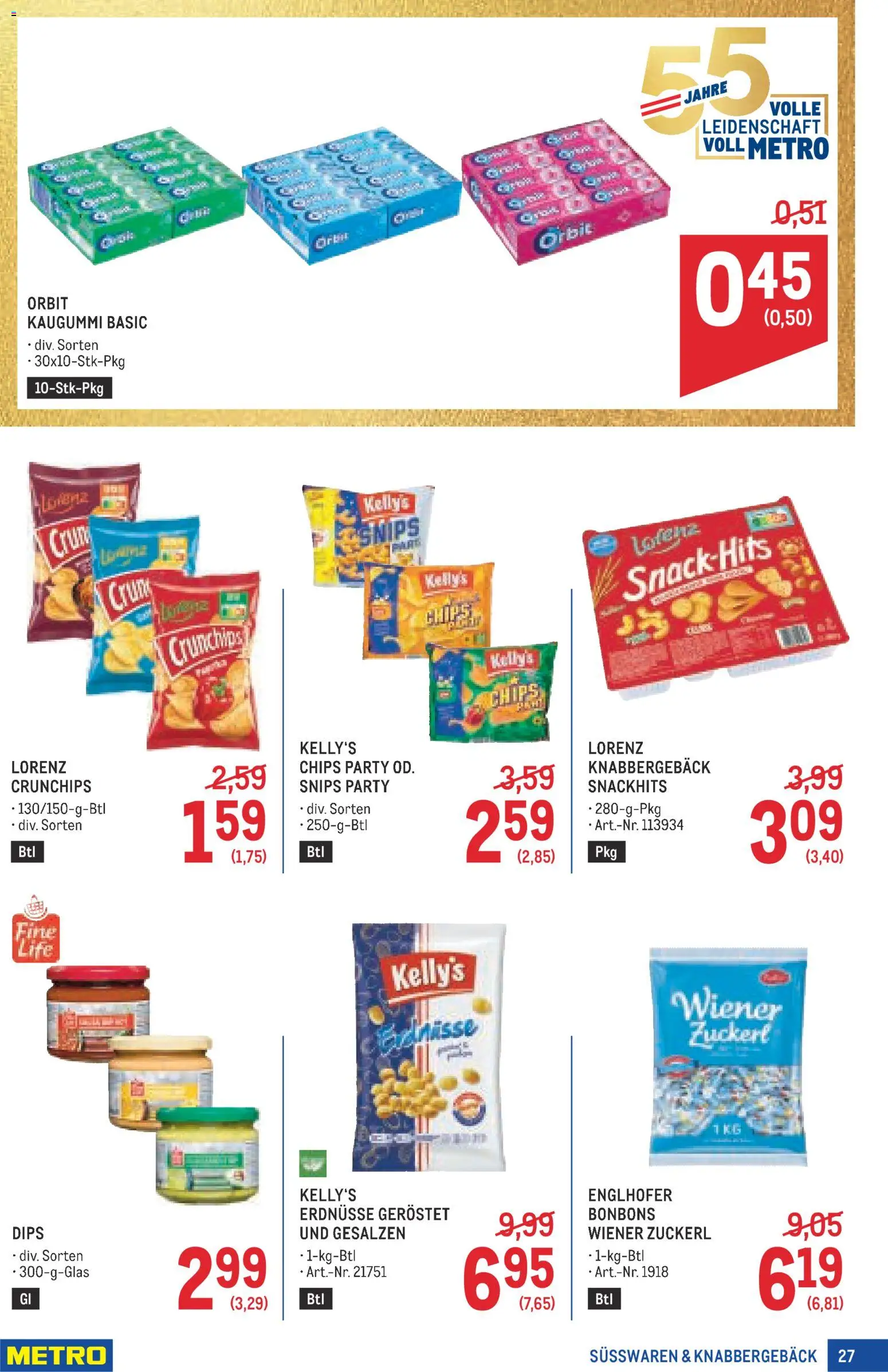 Metro angebote Profi gültig ab 20.08.2026 | Seite: 27 | Produkte: Chips, Kaugummi, Erdnüsse, Süßwaren
