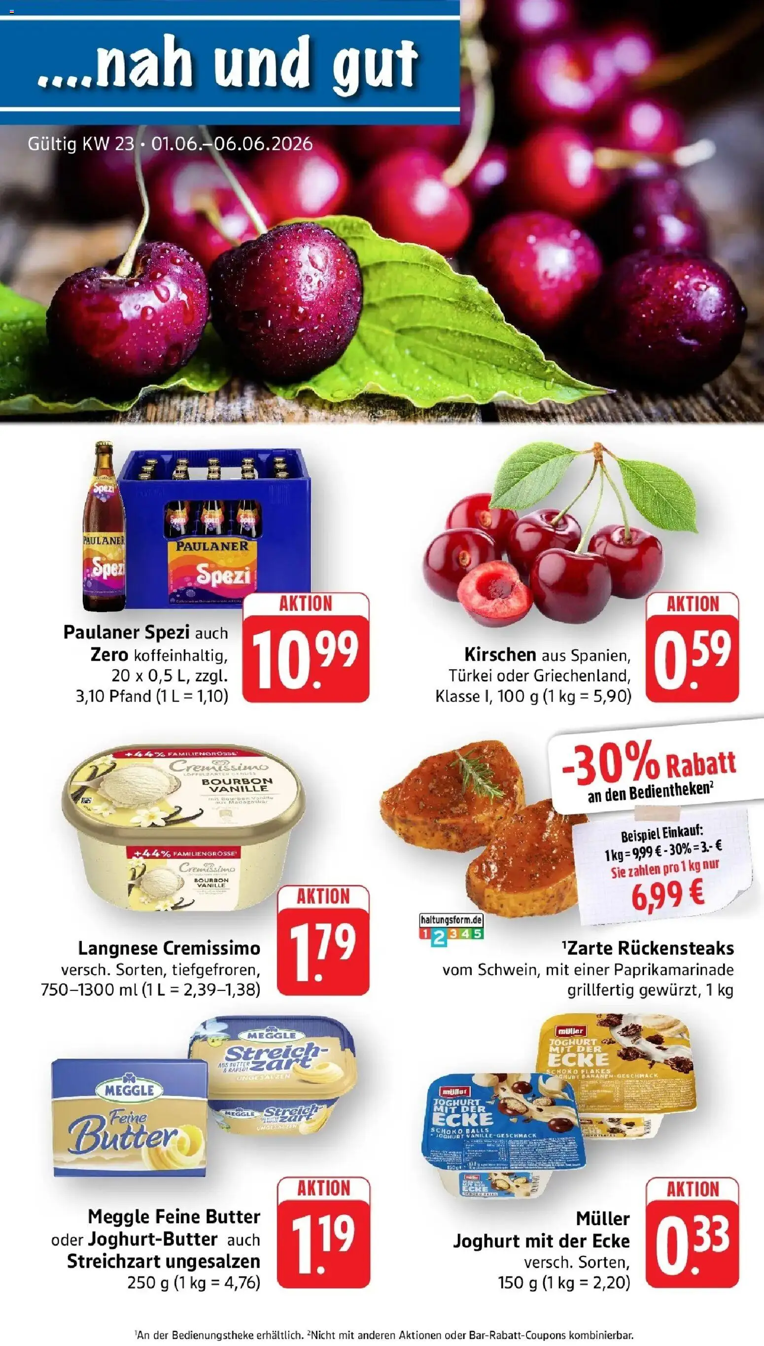 nah & gut Prospekt Offenburg-Zunsweier – gültig ab 01.06.2026 | Seite: 1 | Produkte: Cremissimo, Joghurt, Bourbon, Paulaner