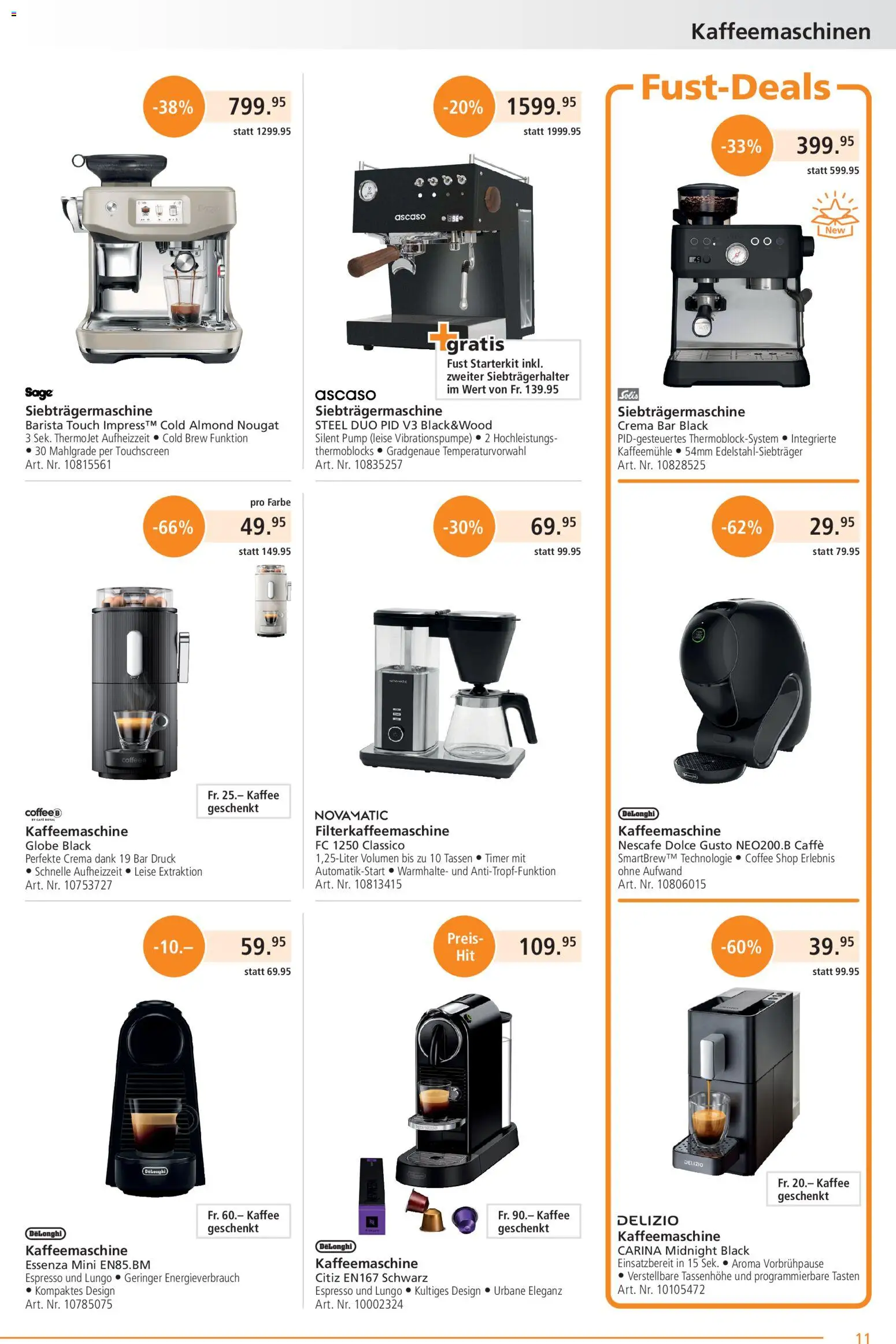 Fust aktionen – gültig ab 24.08.2026 | Seite: 11 | Produkte: Filterkaffeemaschine, Kaffeemühle, Kaffeemaschine