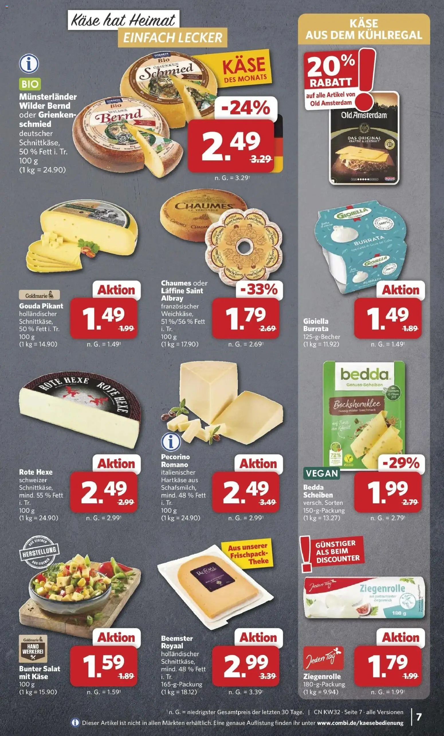 Combi Prospekt Borchen (ab 03.08.2026) zum Blättern | Seite: 7 | Produkte: Käse, Theke, Burrata, Salat