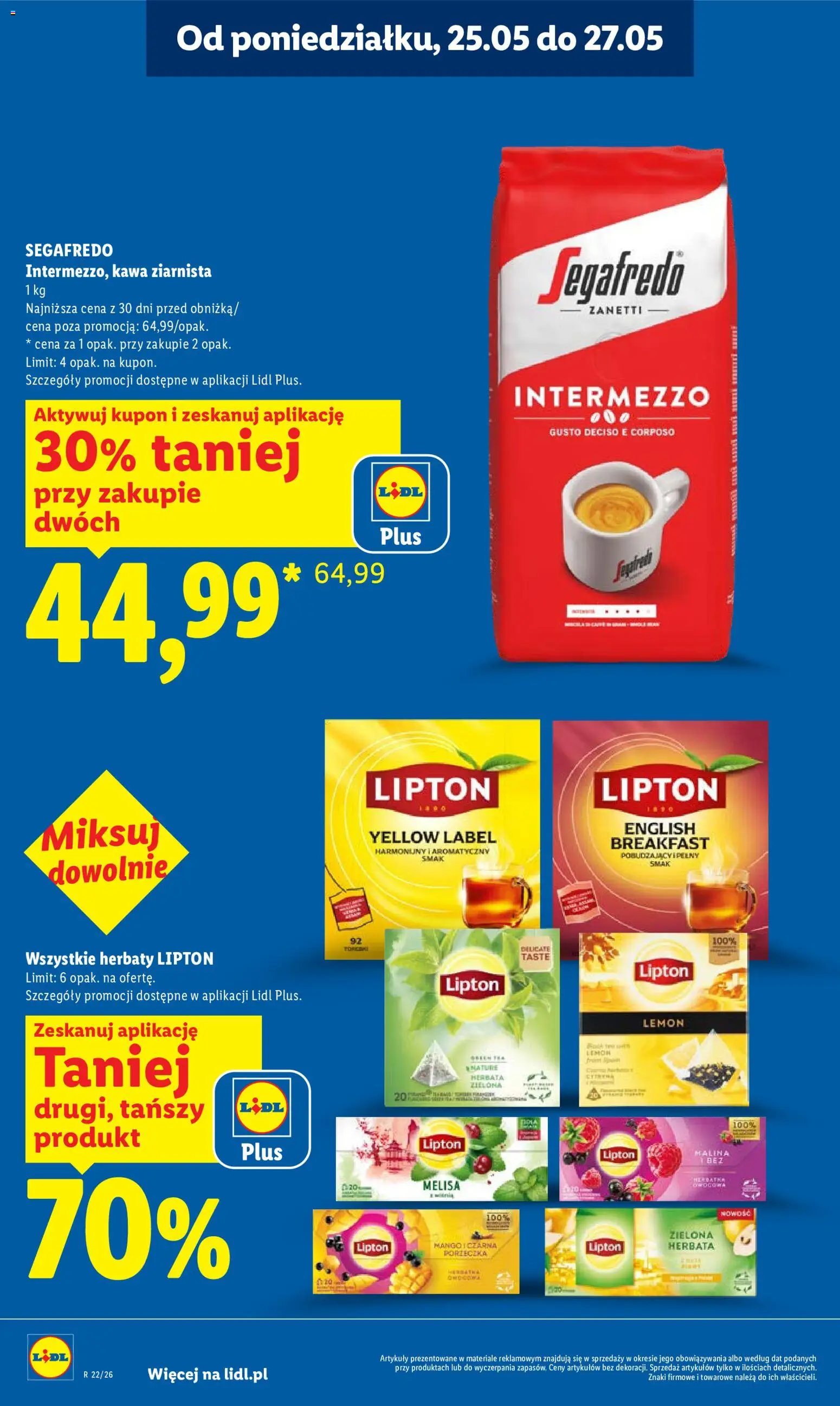 Lidl gazetka od 25.05.2026 | Strona: 22 | Produkty: Kawa ziarnista, Kawa, Herbata, Melisa