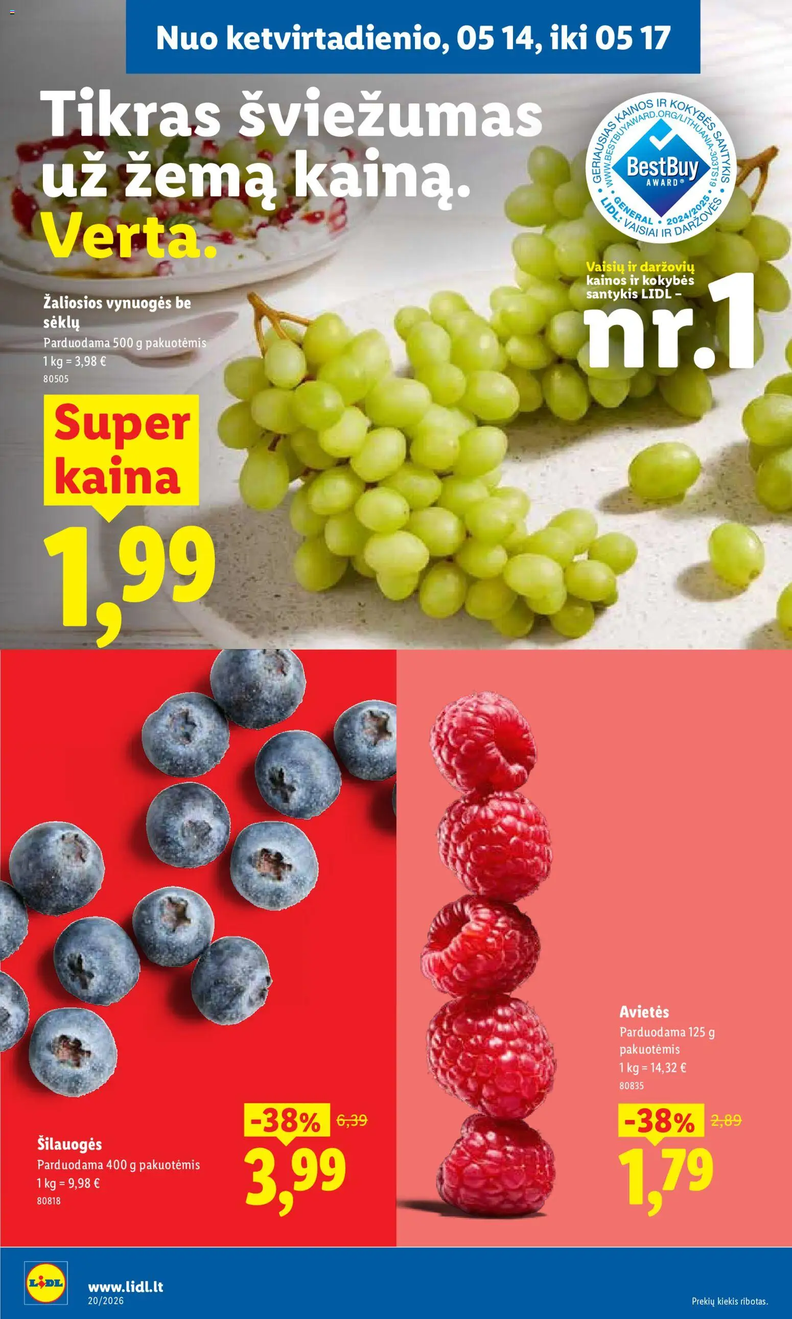 LIDL akcijos nuo 11.05.2026 | Puslapis: 42 | Prekių: Šilauogės, Vynuogės