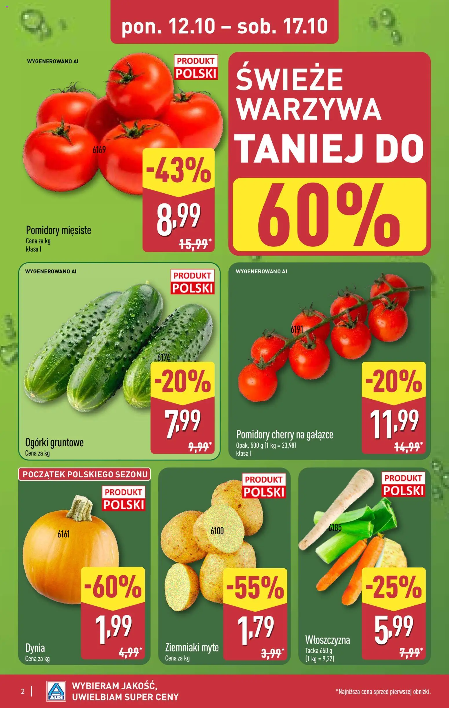 Aldi gazetka od 12.10.2026 | Strona: 2 | Produkty: Włoszczyzna, Ogórki, Ziemniaki, Warzywa