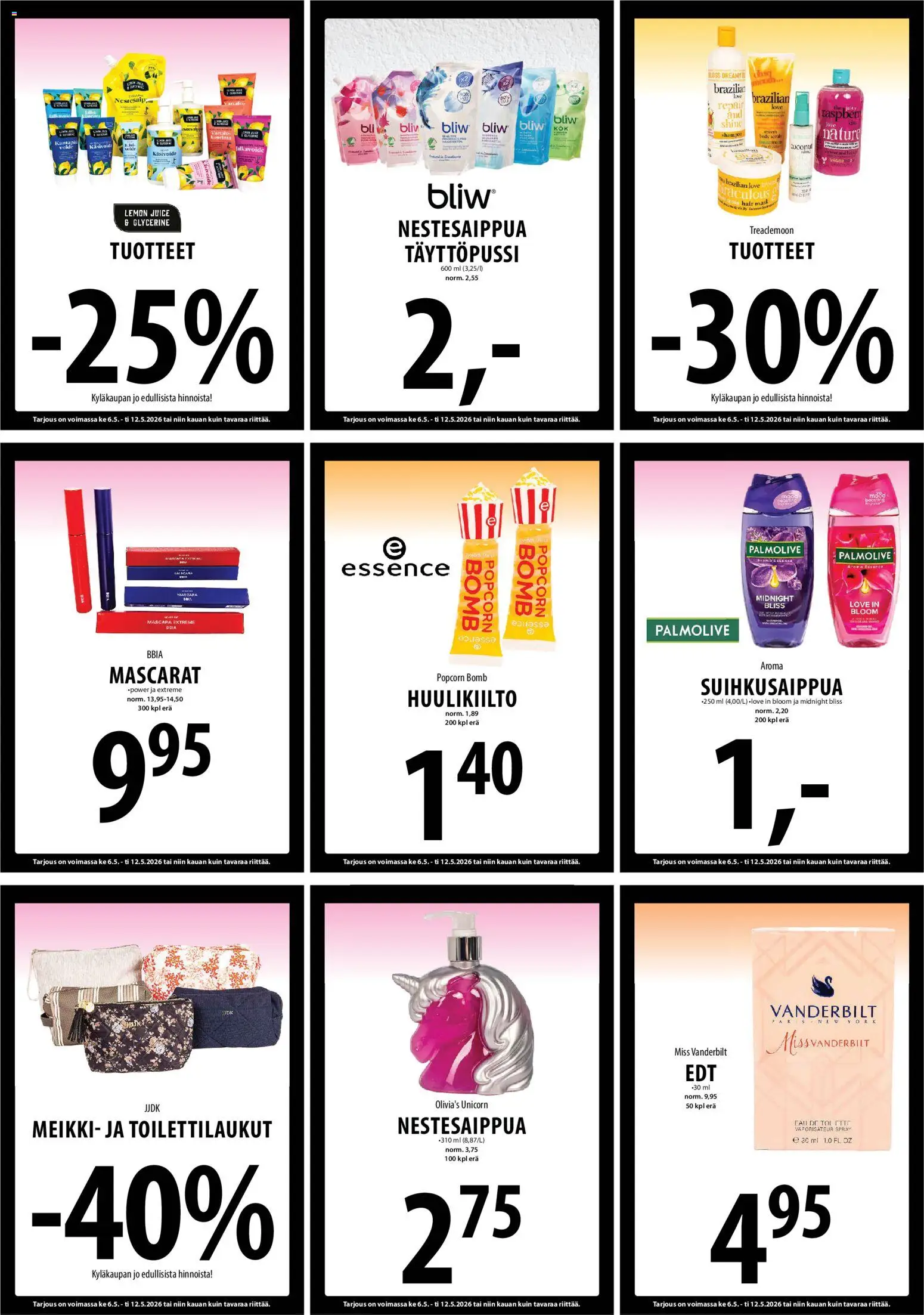Tuuri tarjoukset – voimassa 06.05.2026 alkaen | Sivu: 13 | Tuotteet: Meikki, Huulikiilto, Shampoo, Käsivoide