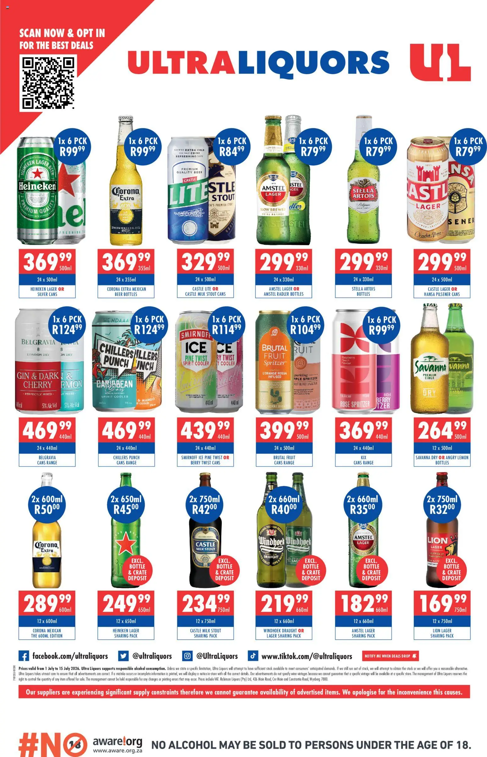 New Ultra Liquors catalogue – valid from 01/07/2026 | Page: 4 | Products: Milk, Beer, Stock, Peach