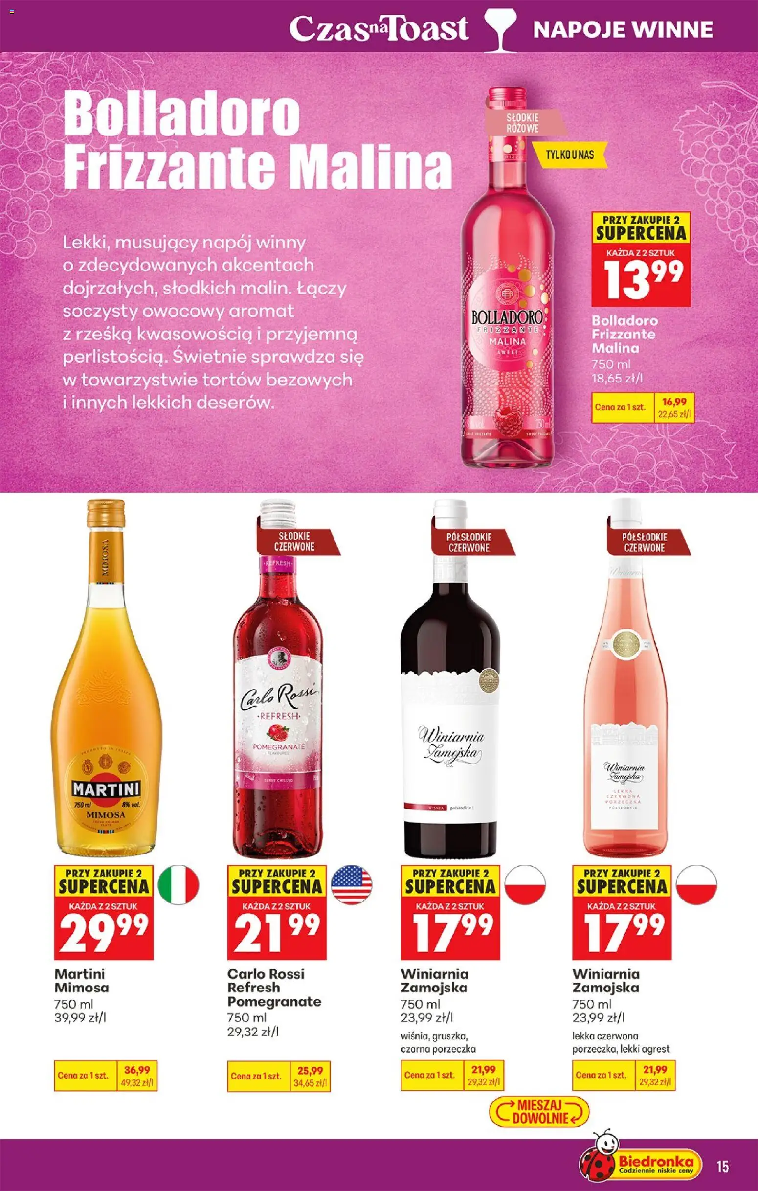 Biedronka gazetka - Czas na toast od 21.09.2026 | Strona: 17 | Produkty: Malina, Napoje, Winiarnia, Porzeczka