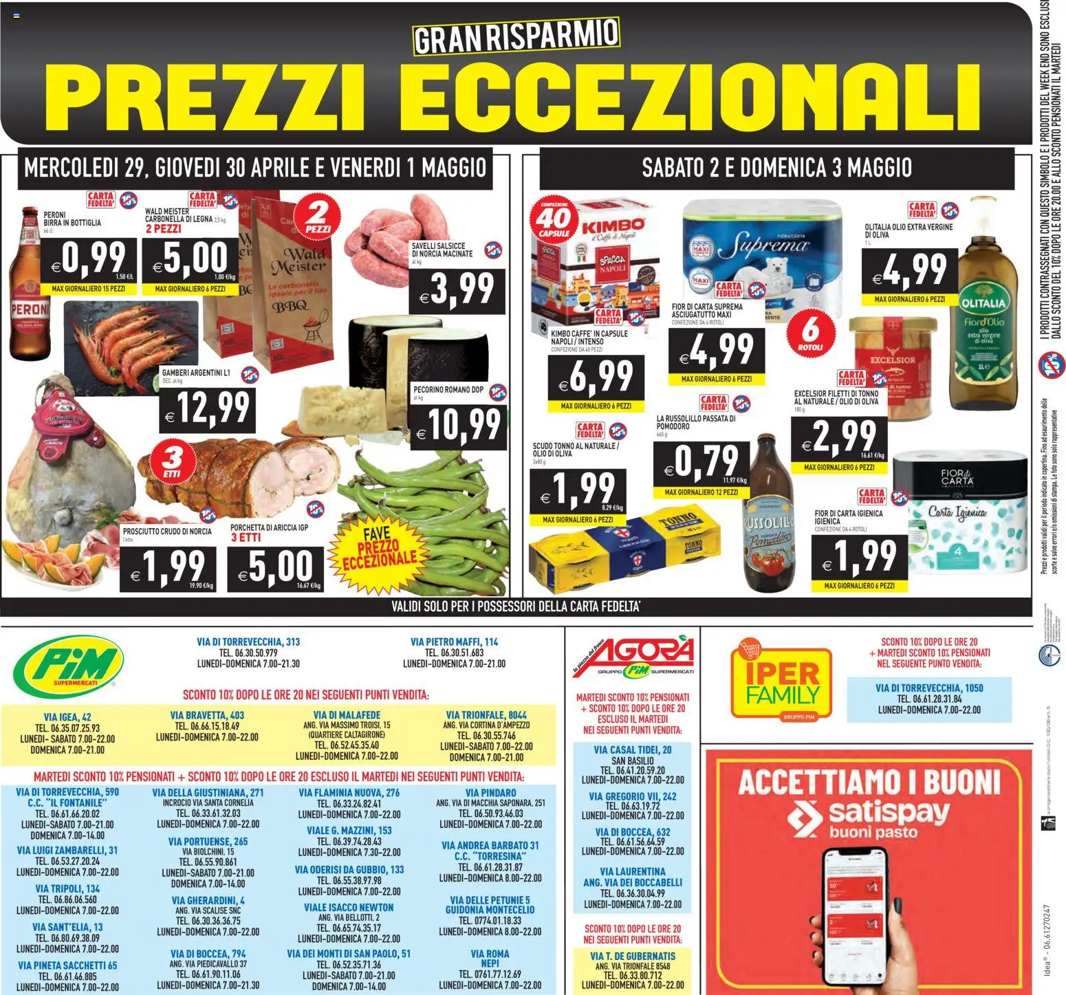 Volantino PIM Supermercati del 29.04.2026 | Pagina: 24 | Prodotti: Caffè, Birra, Gamberi, Pomodoro