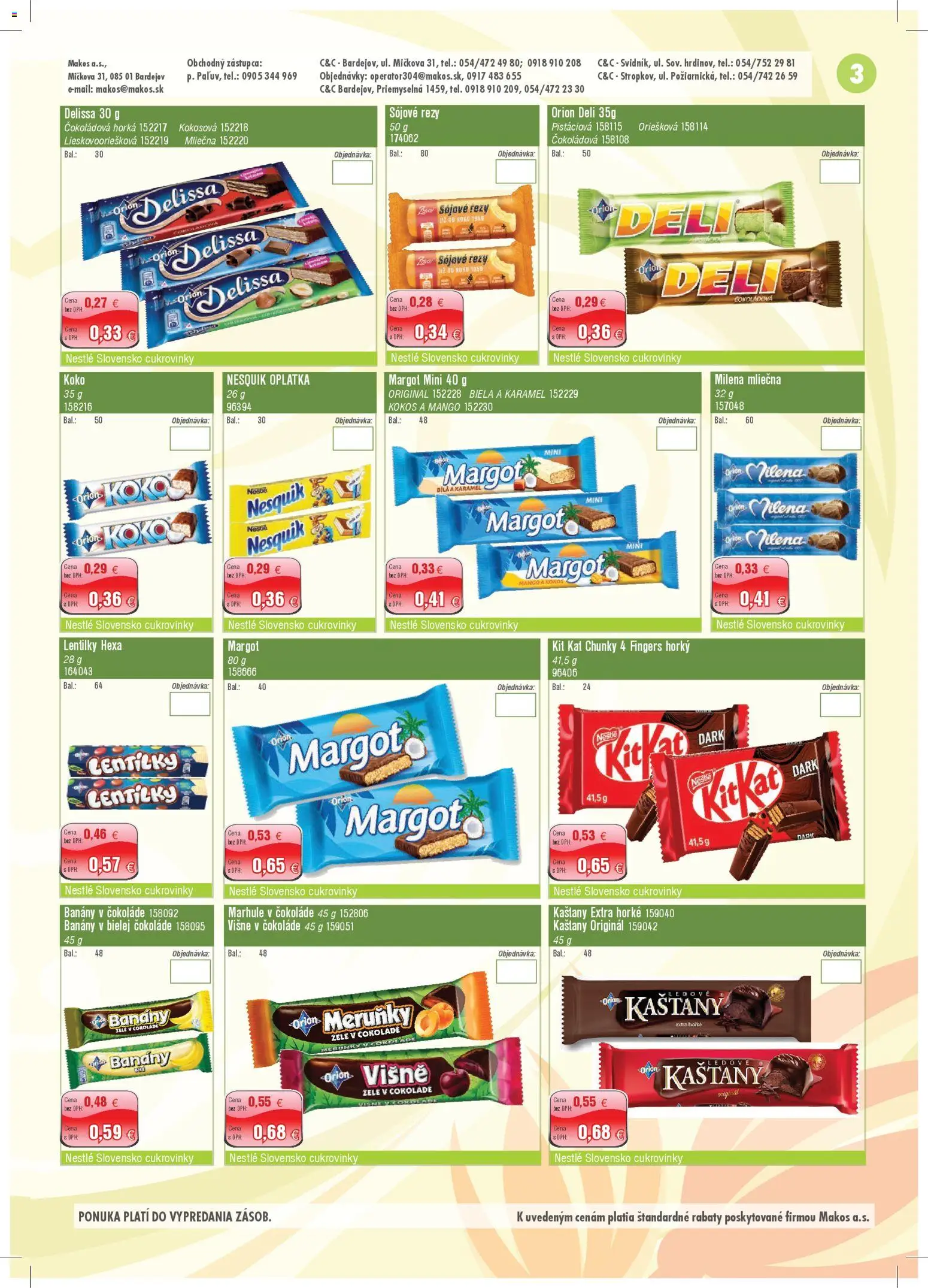 Nové Makos akcie – leták je platný od 02.03.2026 | Strana: 3 | Produkty: Banány v čokoláde, Banány, Mango, Marhule