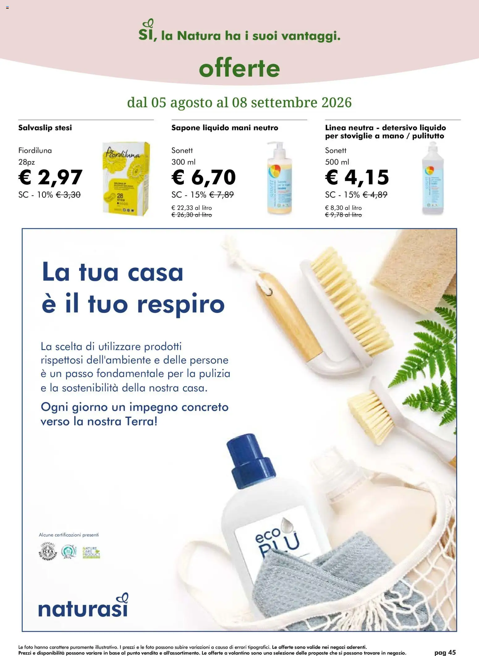 Volantino Natura Sì del 05/08/2026 | Pagina: 45