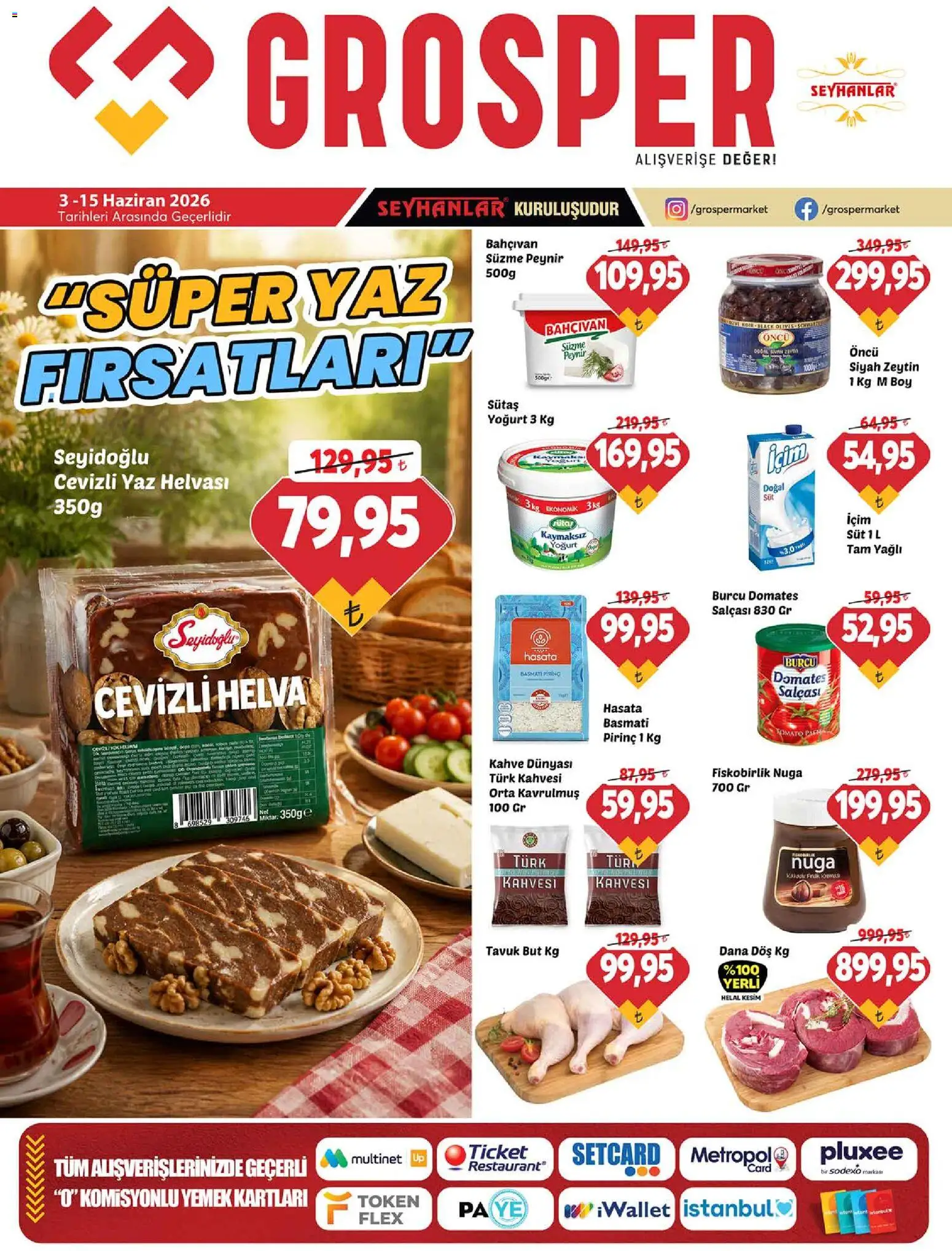 Grosper Katalog - 03.06.2026 tarihinden itibaren geçerlidir | Sayfa: 1 | Ürünler: Süt, Kahve, Domates, Pirinç