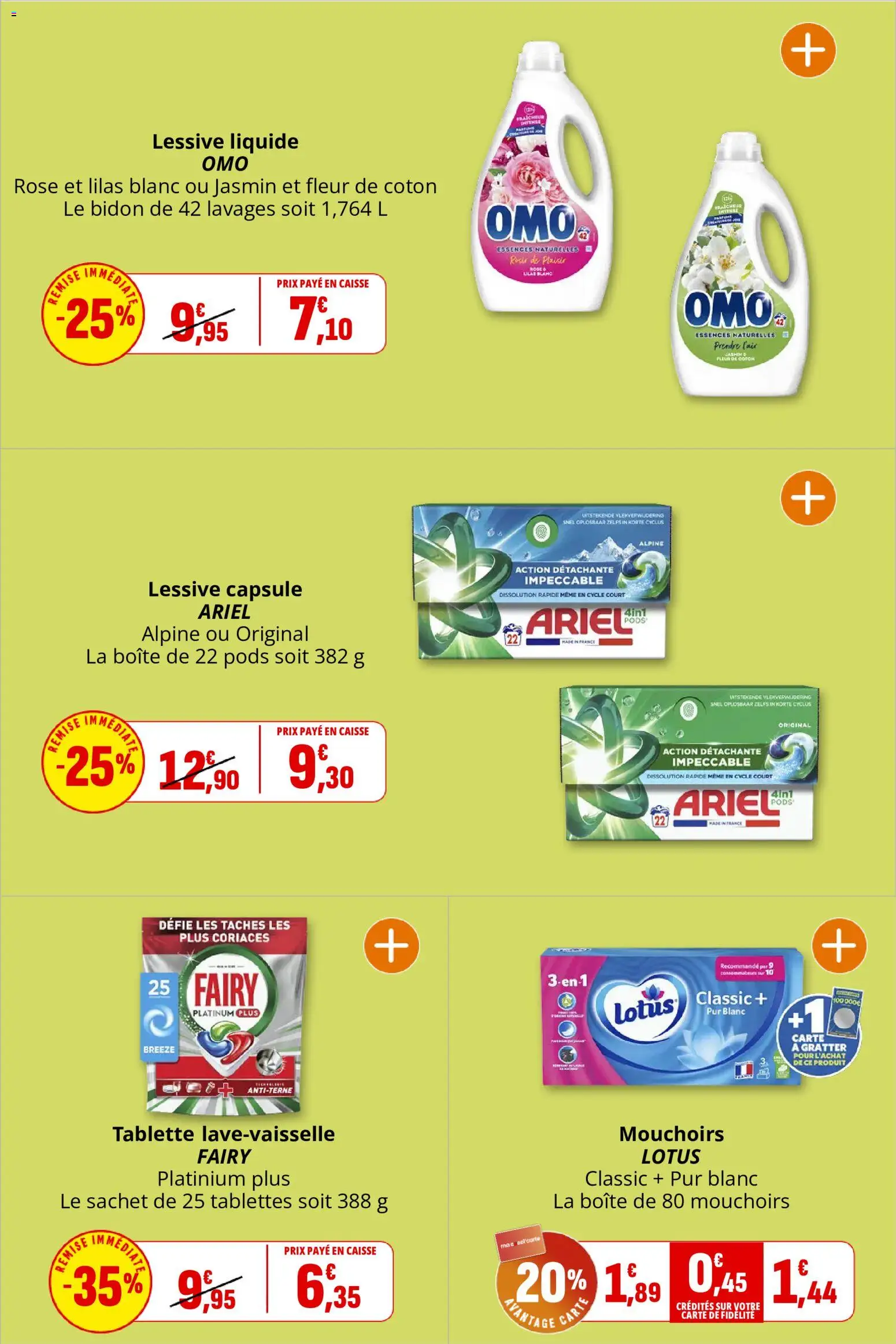 {H1} | Page: 28 | Produits: Tablette, Ariel, Lotus, Lessive
