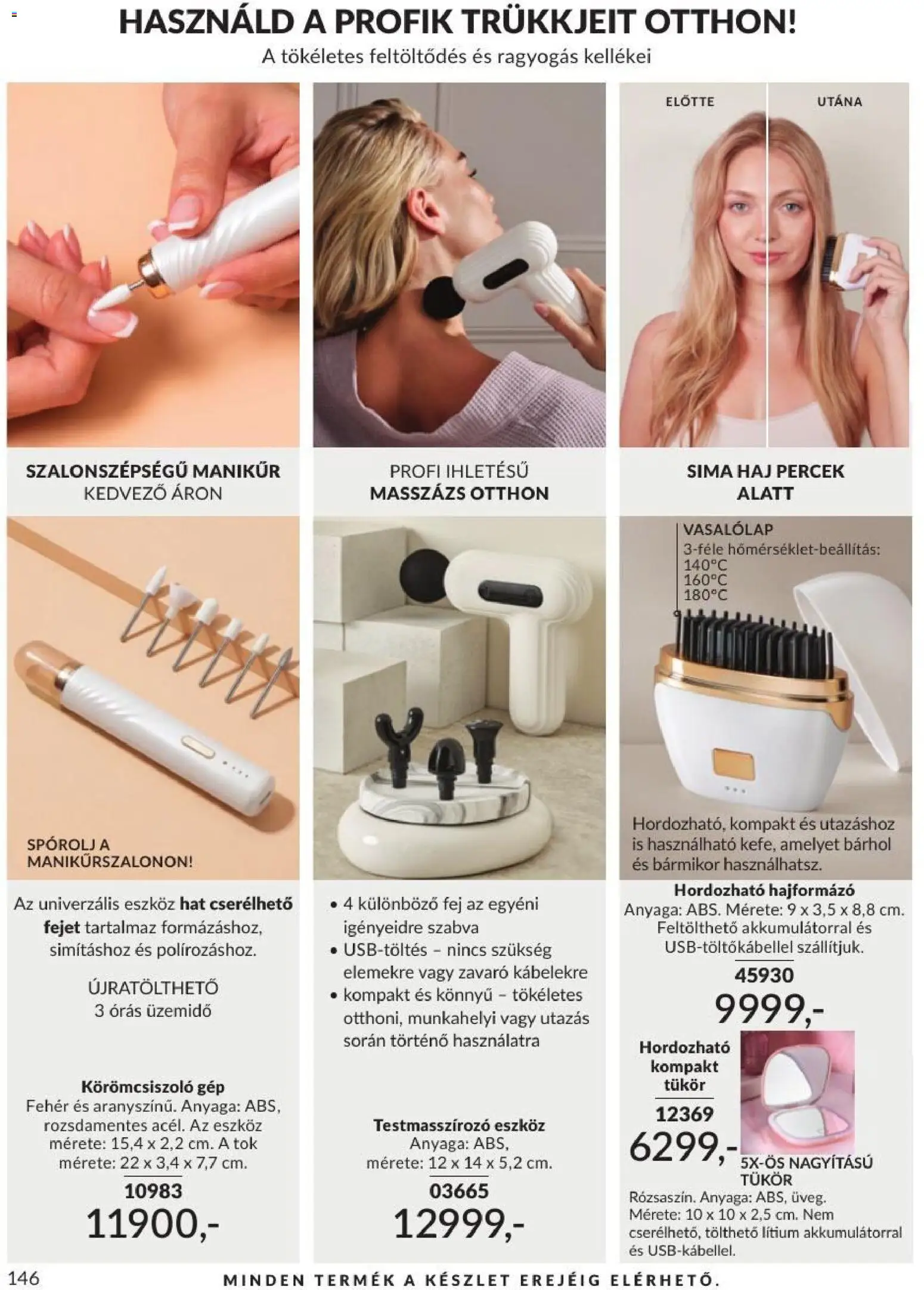 Avon akciós ujság - amely érvényes a következő dátumtól: 2026.09.01. | Oldal: 148 | Termékek: Tök, Hajformázó, Tükör, Eszköz