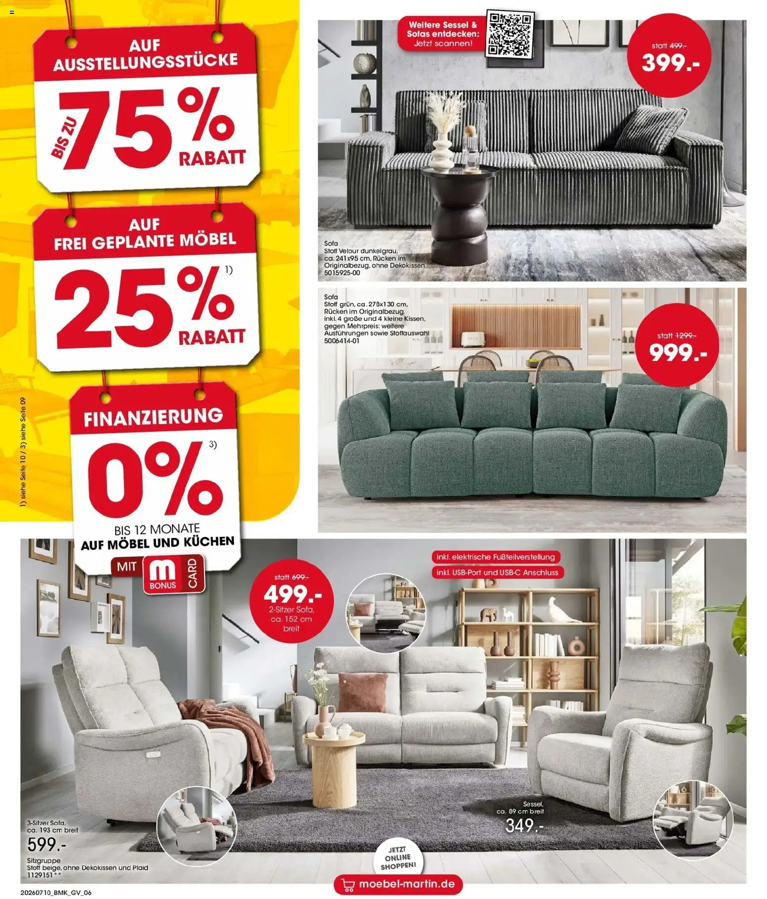 Möbel Martin Sale – gültig ab 10.07.2026 | Seite: 6 | Produkte: Sofa, Sessel, Kuchen