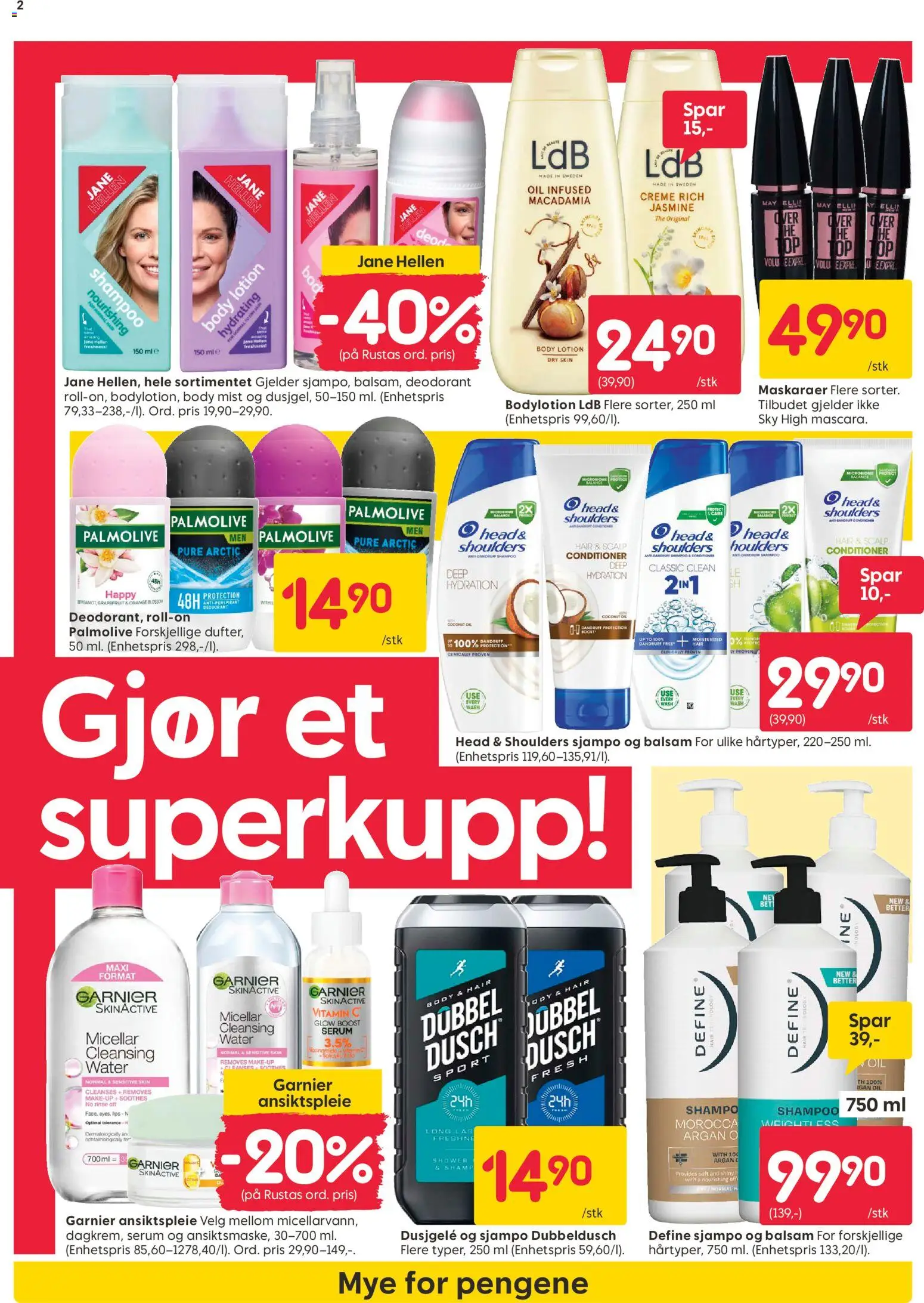 {H1} | Side: 2 | Produkter: Body, Head & Shoulders, Mascara, Sjampo