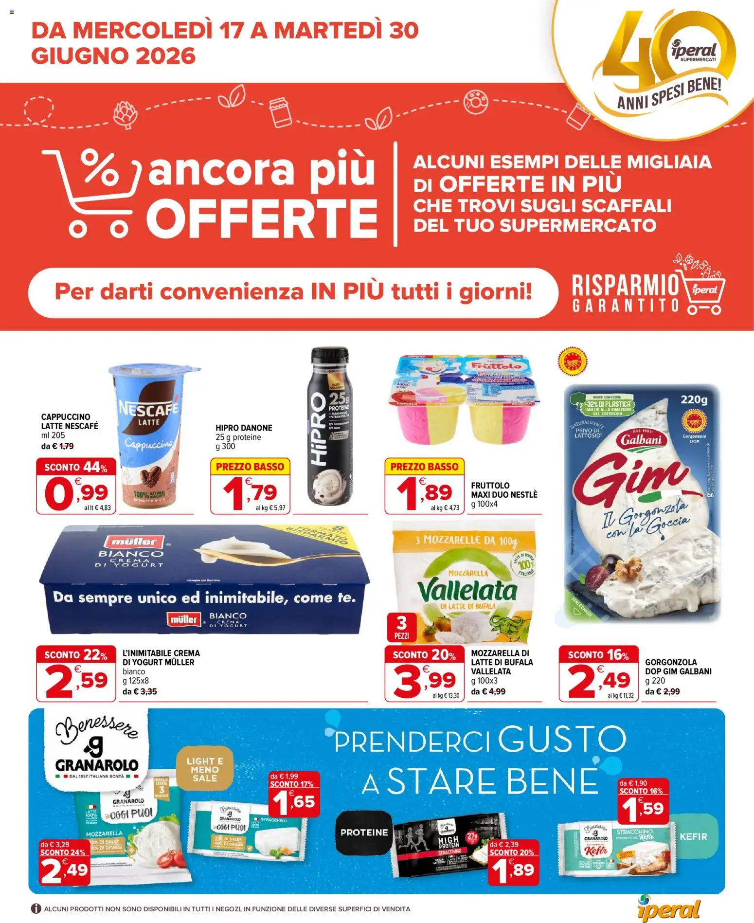 Volantino Iperal del 17.06.2026 | Pagina: 1 | Prodotti: Crema, Sale, Mozzarella, Stracchino