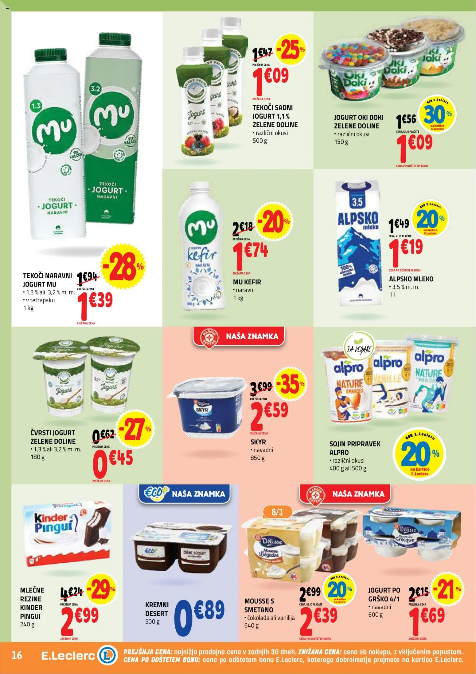 Novi E.leclerc katalog ponudbe – veljaven od 05.08.2026 | Stran: 16 | Izdelki: Kefir, Skyr, Mleko, Cokolada