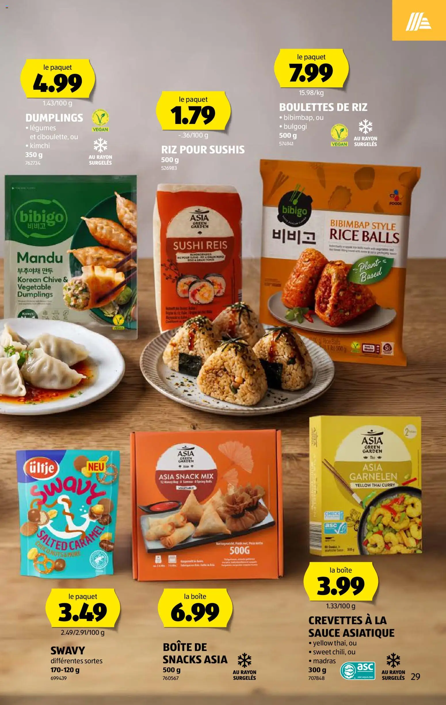 Aldi aktionen FR – gültig ab 15.10.2026 | Seite: 29 | Produkte: Box, Garnelen, Reis, Kimchi