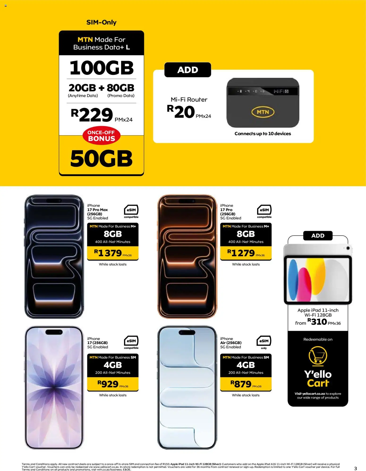 New MTN catalogue – valid from 07/07/2026 | Page: 3 | Products: Data, Sim, Router, Stock