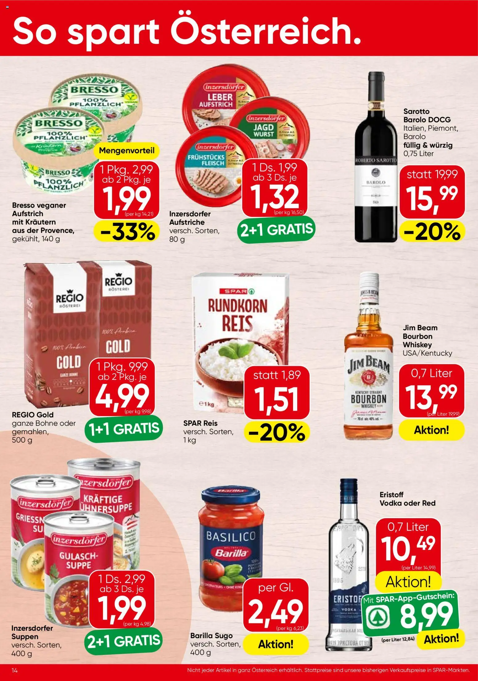 Spar Broschüre gültig ab 29.10.2026 | Seite: 14 | Produkte: Barilla, Bohne, Reis, Bourbon
