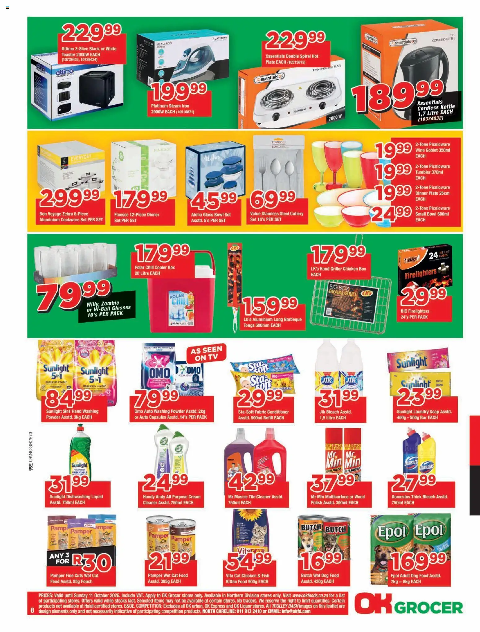 New OK Foods catalogue – valid from 23/09/2026 | Page: 8 | Products: Plate, TV, Cream, Cat food