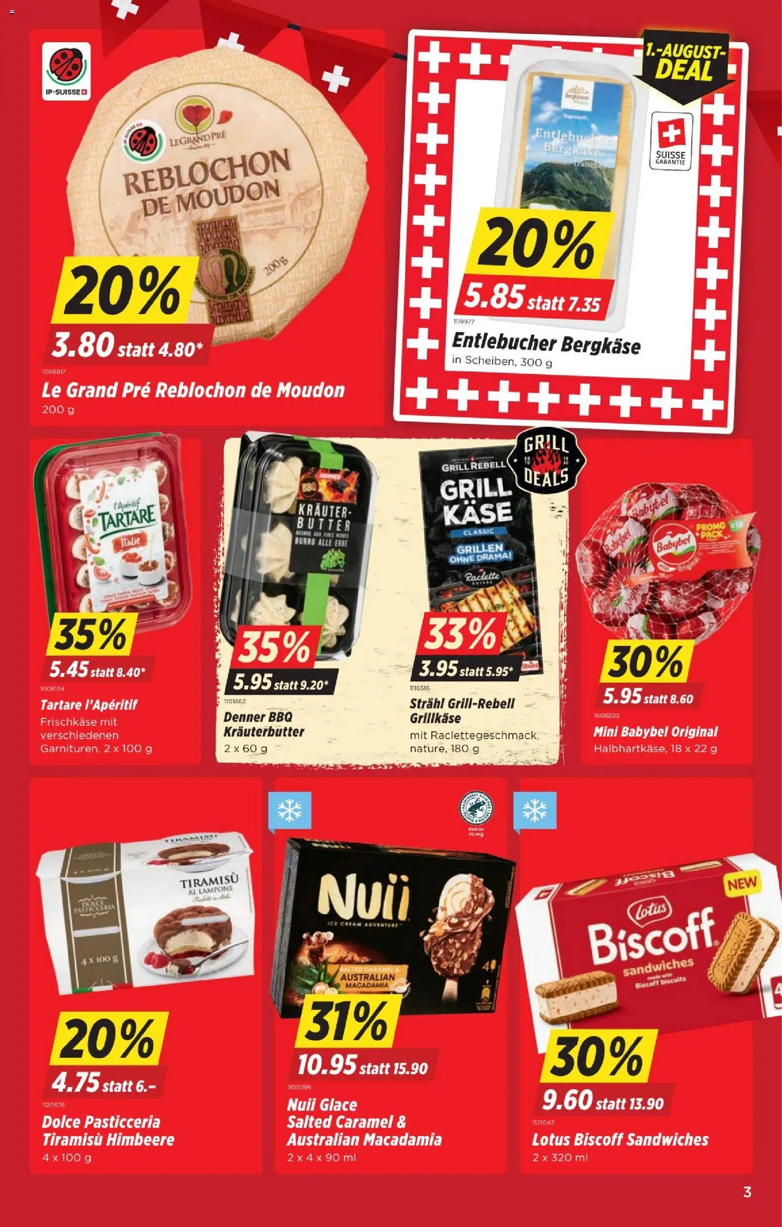 Denner aktionen – gültig ab 30.07.2026 | Seite: 3 | Produkte: Frischkäse, Glace, Himbeere, Raclette