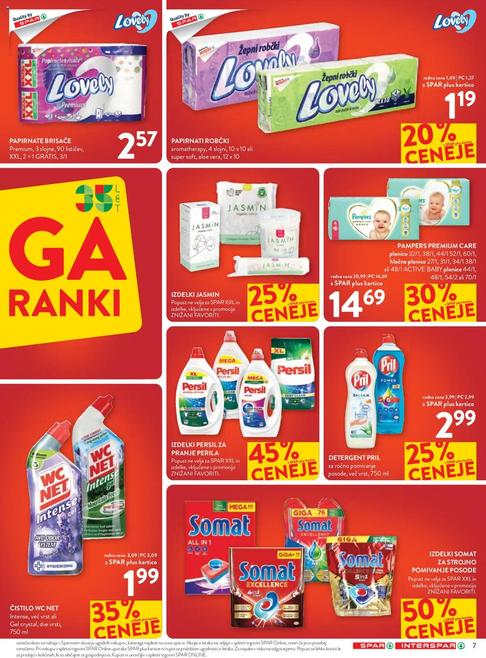 Novi Spar katalog ponudbe – veljaven od 30.09.2026 | Stran: 7 | Izdelki: Plenice, Papirnate brisače, Robčki, Detergent