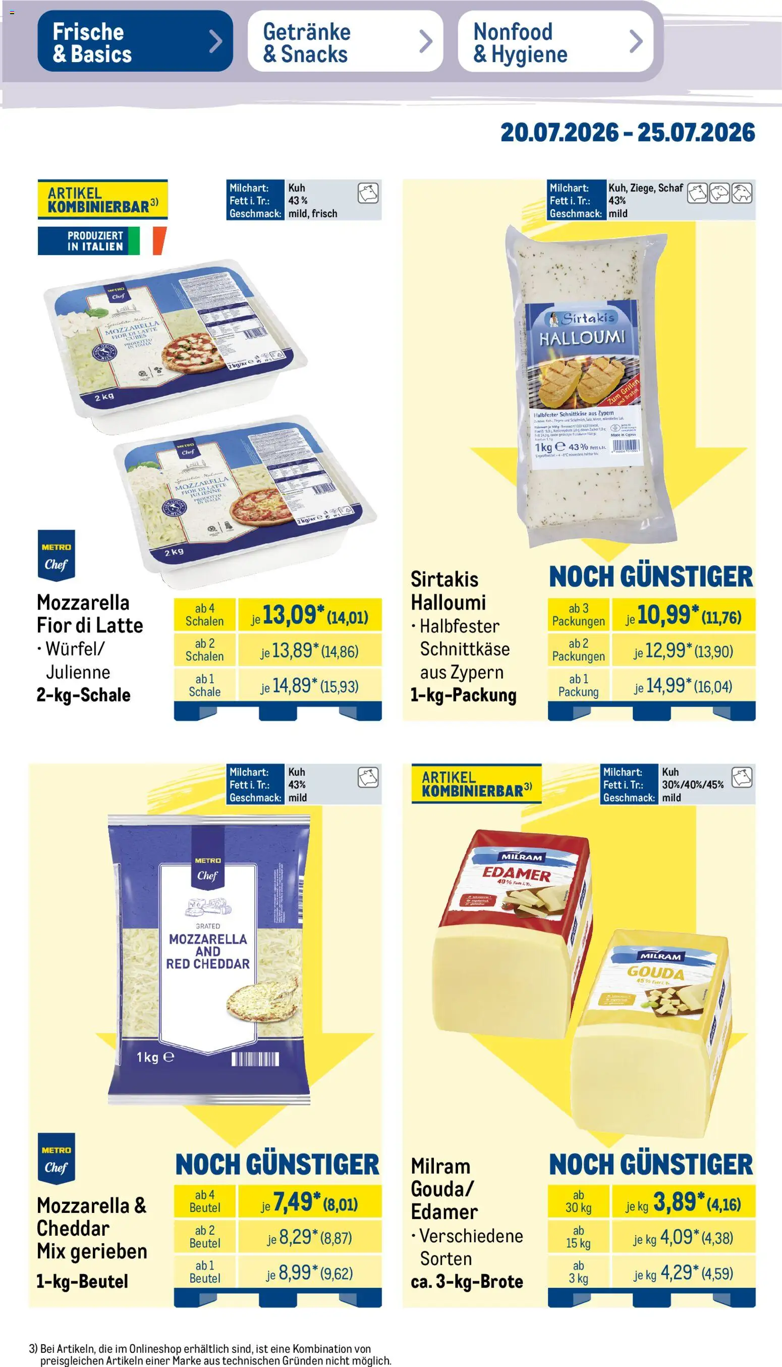 Metro Prospekt – gültig ab 20.07.2026 | Seite: 15 | Produkte: Mozzarella, Gouda, Milram, Zucker