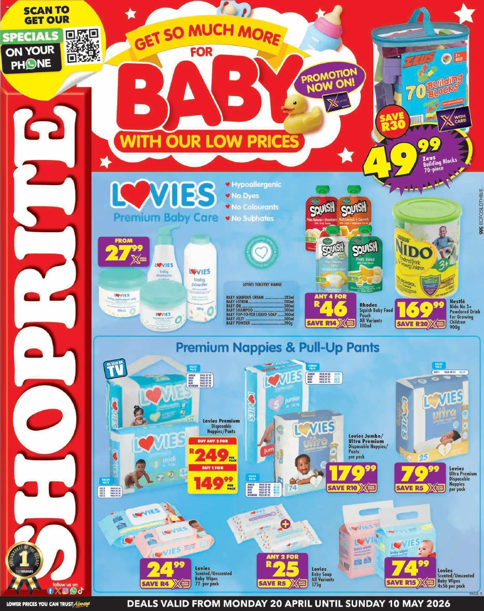 New Shoprite catalogue – valid from 20.04.2026 | Page: 1 | Products: Pants, Oil, Shampoo, Fruit