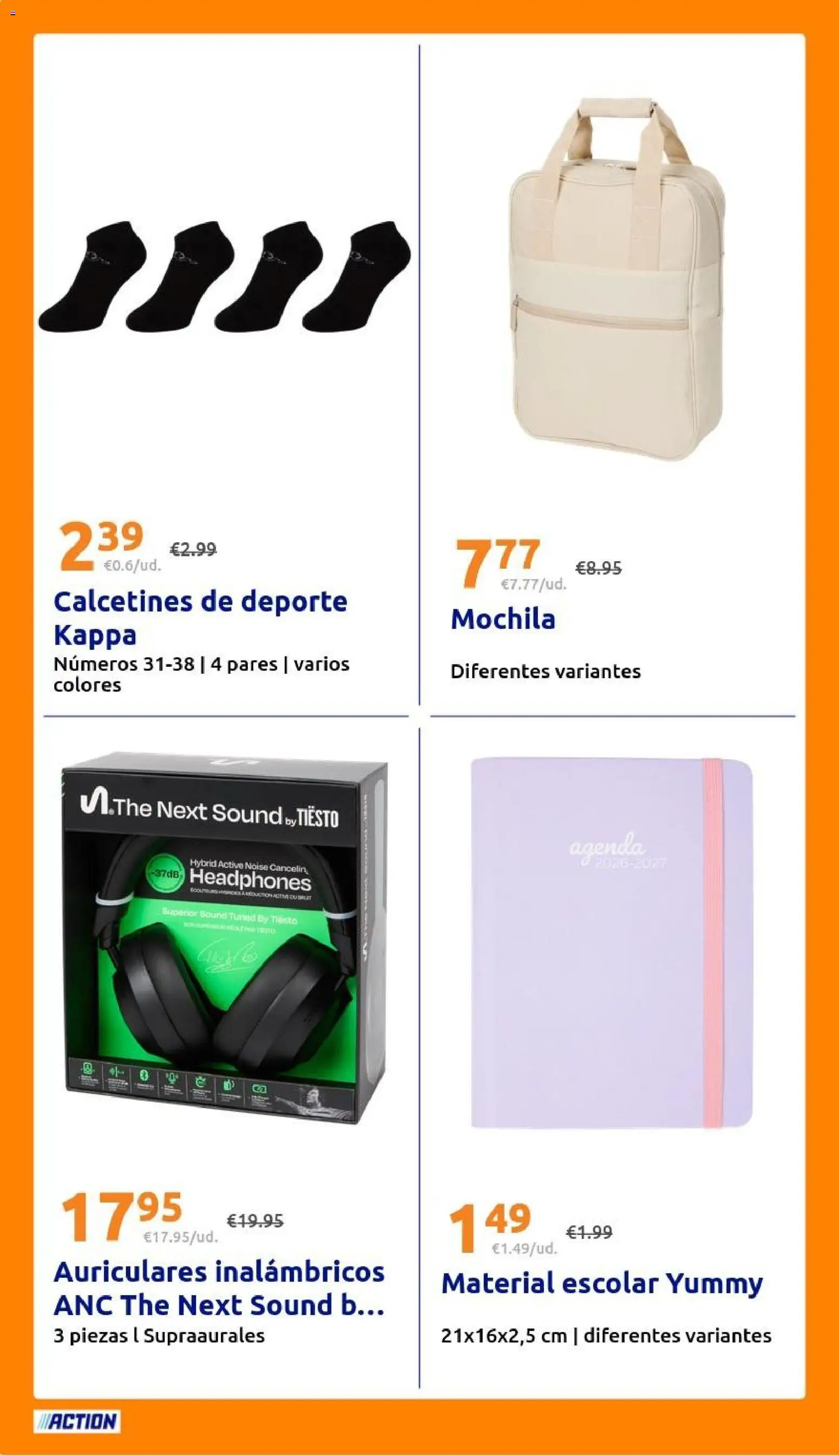 Action folleto │ válido desde el 26/08/2026 | Página: 28 | Productos: Mochila, Auriculares, Calcetines, Auriculares inalámbricos