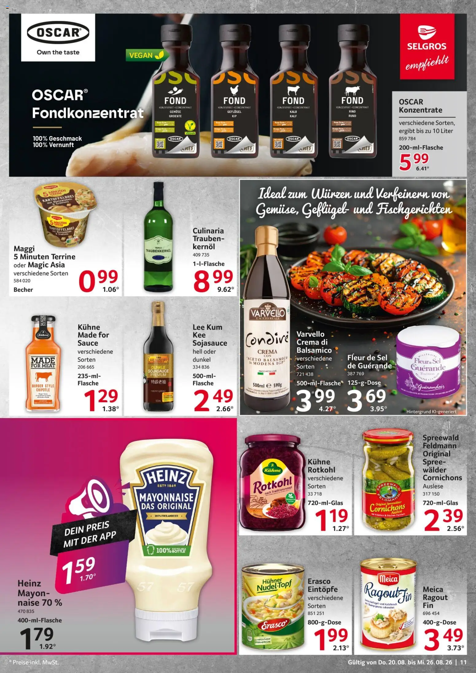 Selgros Prospekt – gültig ab 20.08.2026 | Seite: 11 | Produkte: Balsamico, Champignons, Zwiebeln, Gemüse