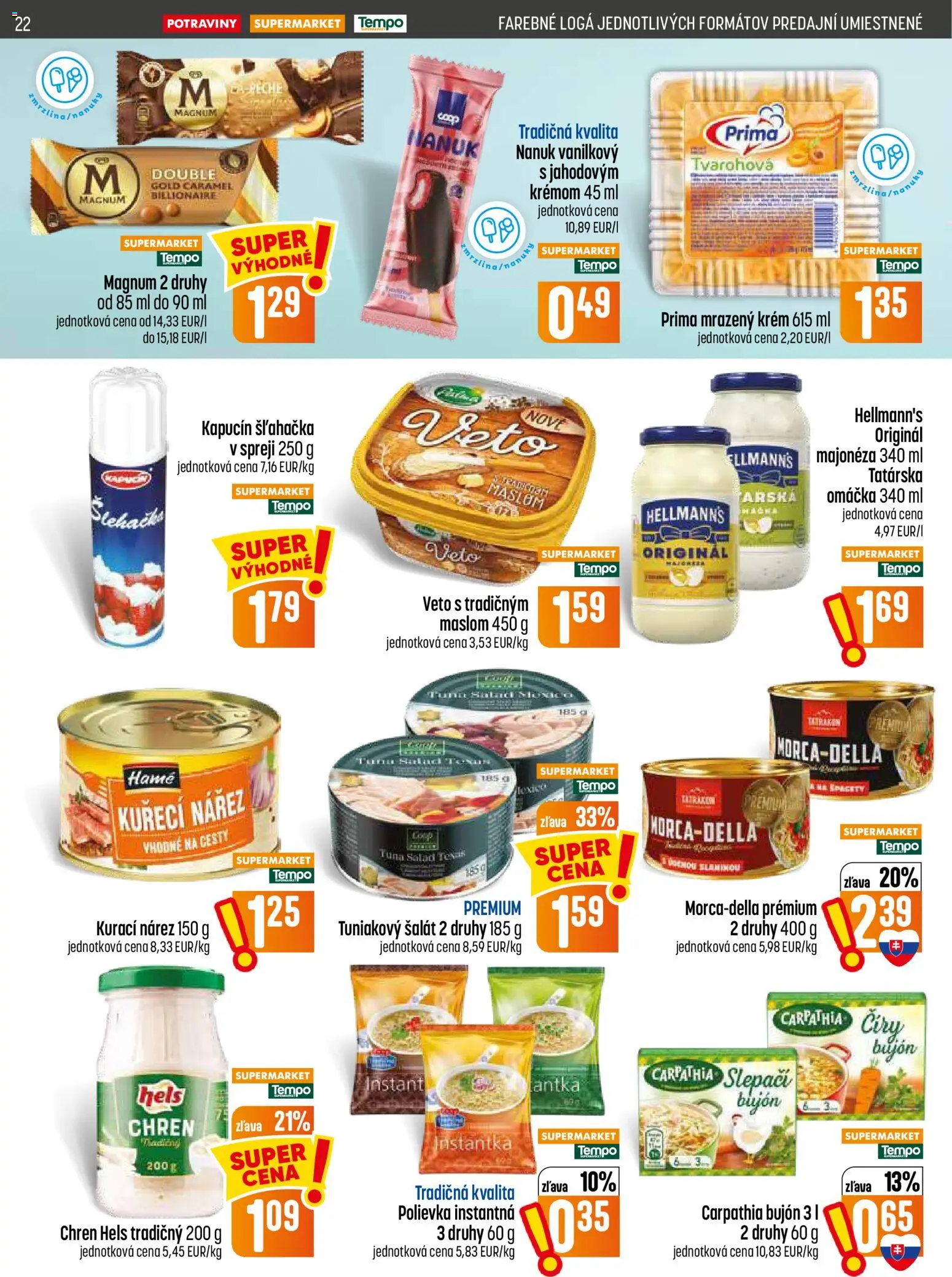 Nové COOP Jednota akcie – leták je platný od 03.09.2026 | Strana: 22 | Produkty: Magnum, Šalát, Omáčka, Nanuky
