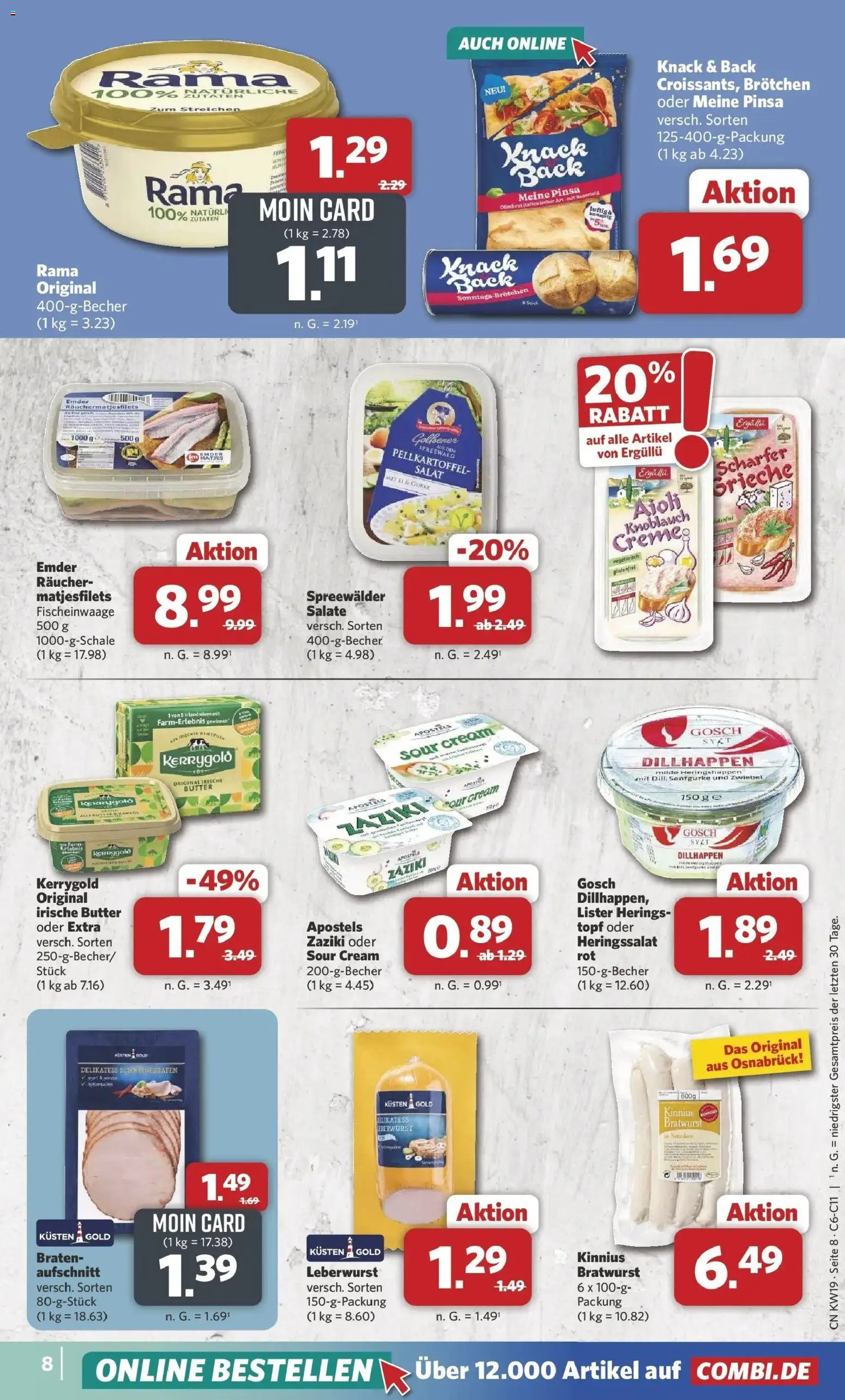 Combi Unsere Wochenangebote – gültig ab 04.05.2026 | Seite: 8 | Produkte: Rama, Butter, Bratwurst, Knoblauch