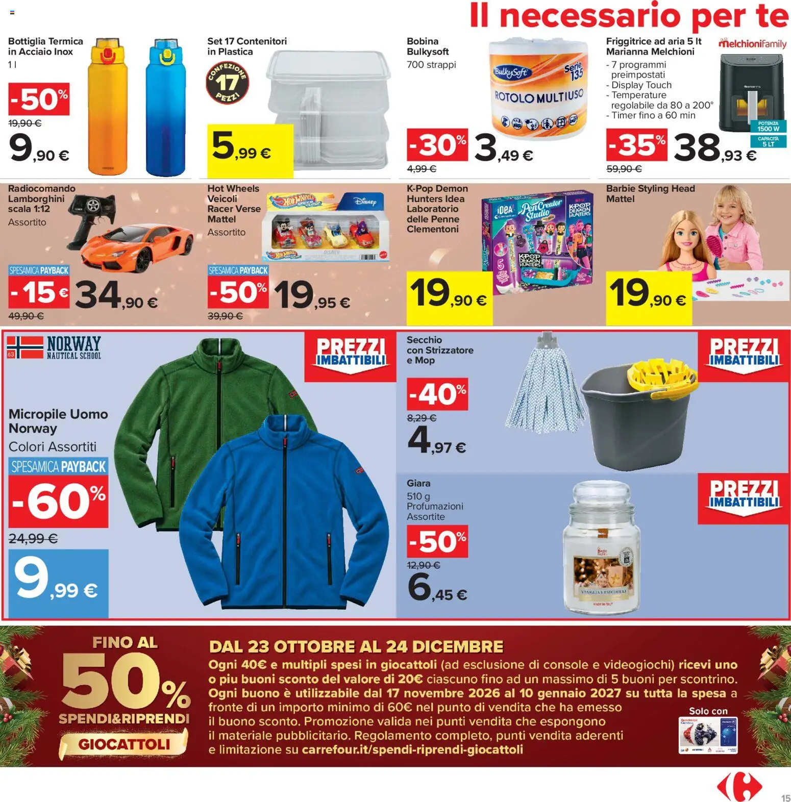 Volantino Carrefour del 23/10/2026 | Pagina: 15 | Prodotti: Friggitrice ad aria, Tè, Secchio, Friggitrice