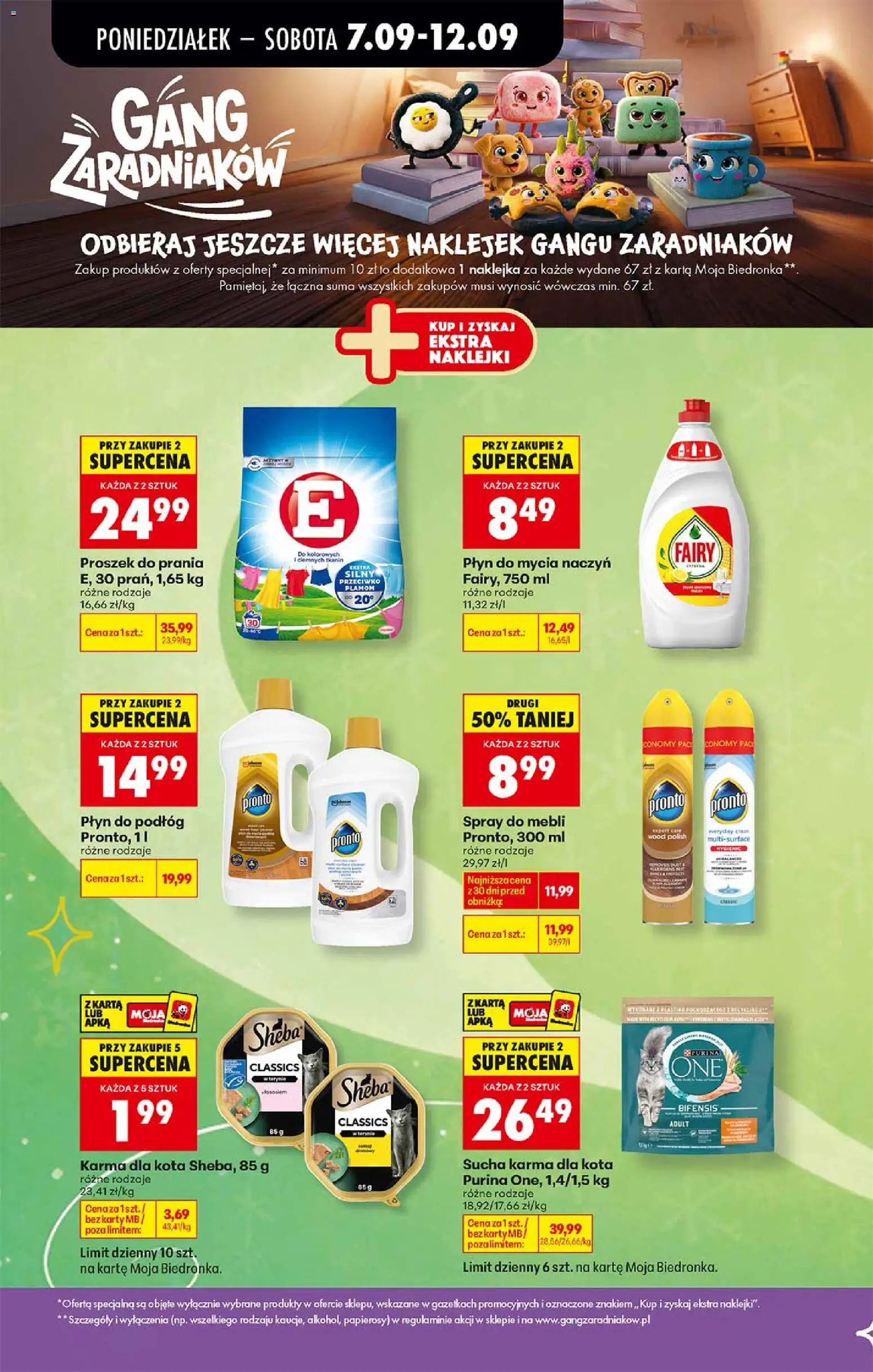 Biedronka gazetka - Gang zaradniaków od 07.09.2026 | Strona: 9 | Produkty: Proszek, Sheba, Fairy, Detergent