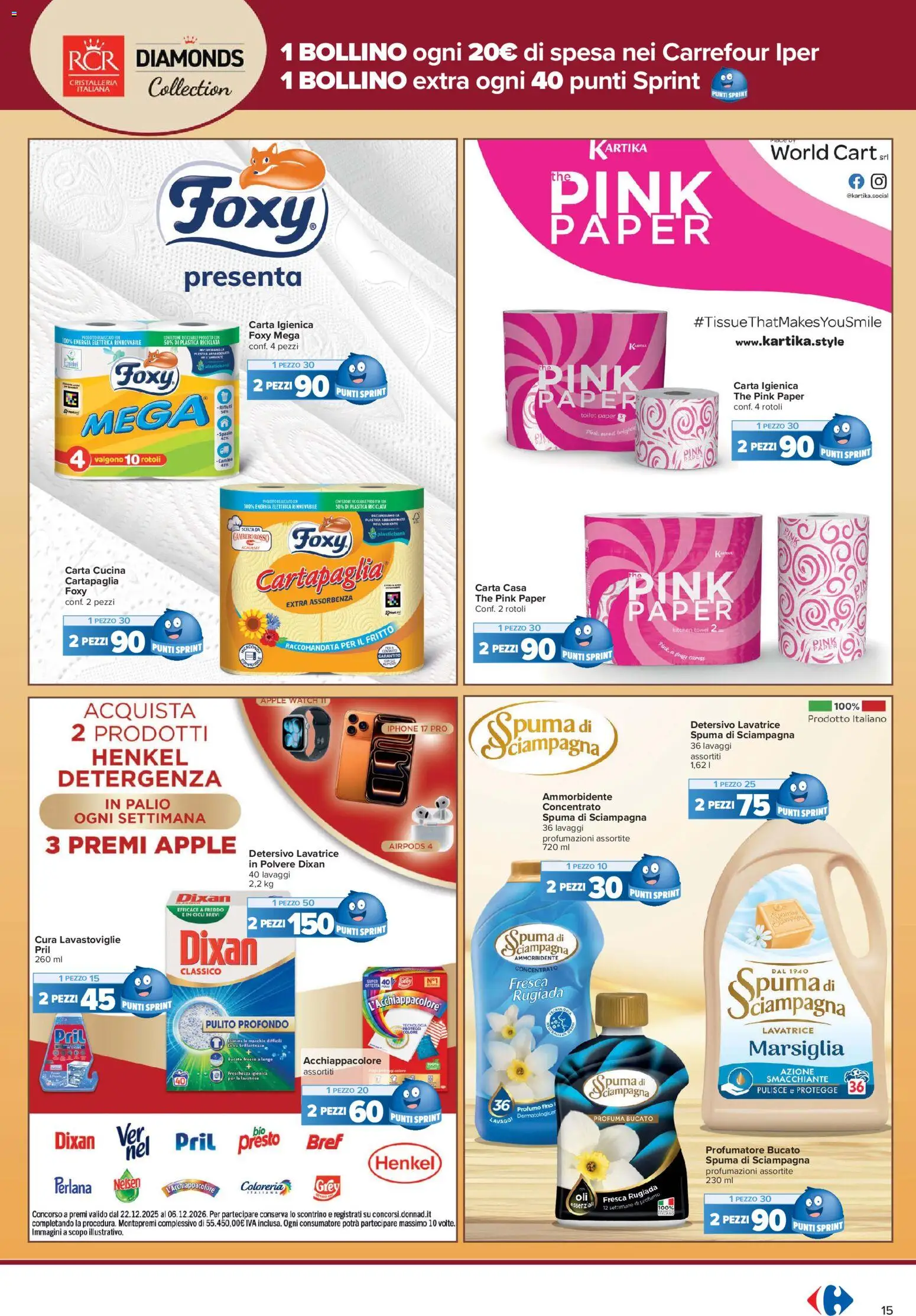Volantino Carrefour del 04/09/2026 | Pagina: 15 | Prodotti: Carta igienica, Lavastoviglie, Apple Watch, Profumo