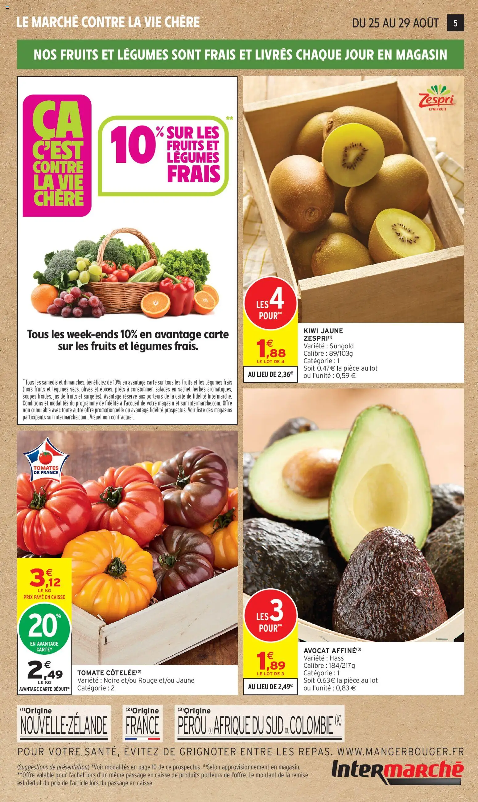 {H1} | Page: 5 | Produits: Avocat, Tomate, Livres, Jus