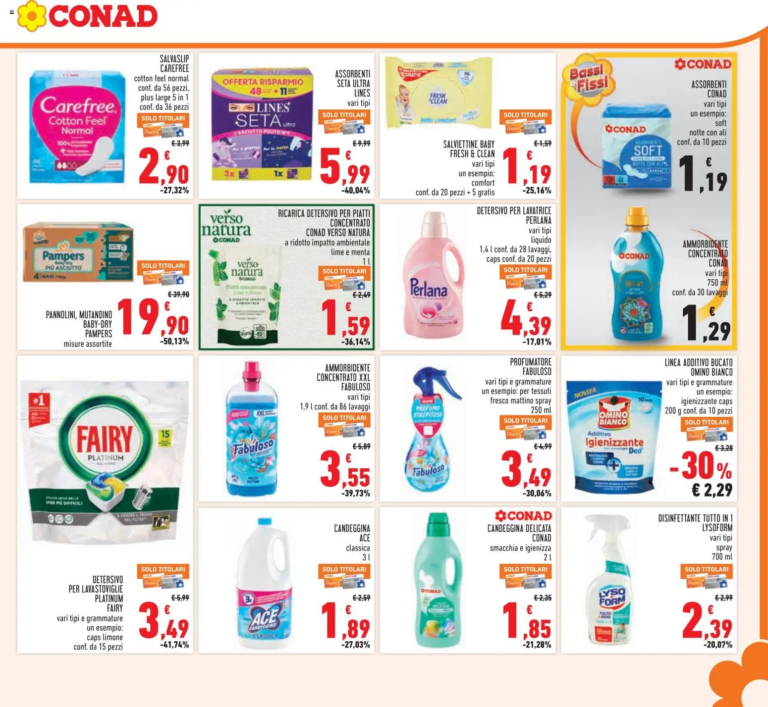 Volantino Conad del 22.04.2026 | Pagina: 23 | Prodotti: Detersivo per lavastoviglie, Pampers, Menta, Profumo