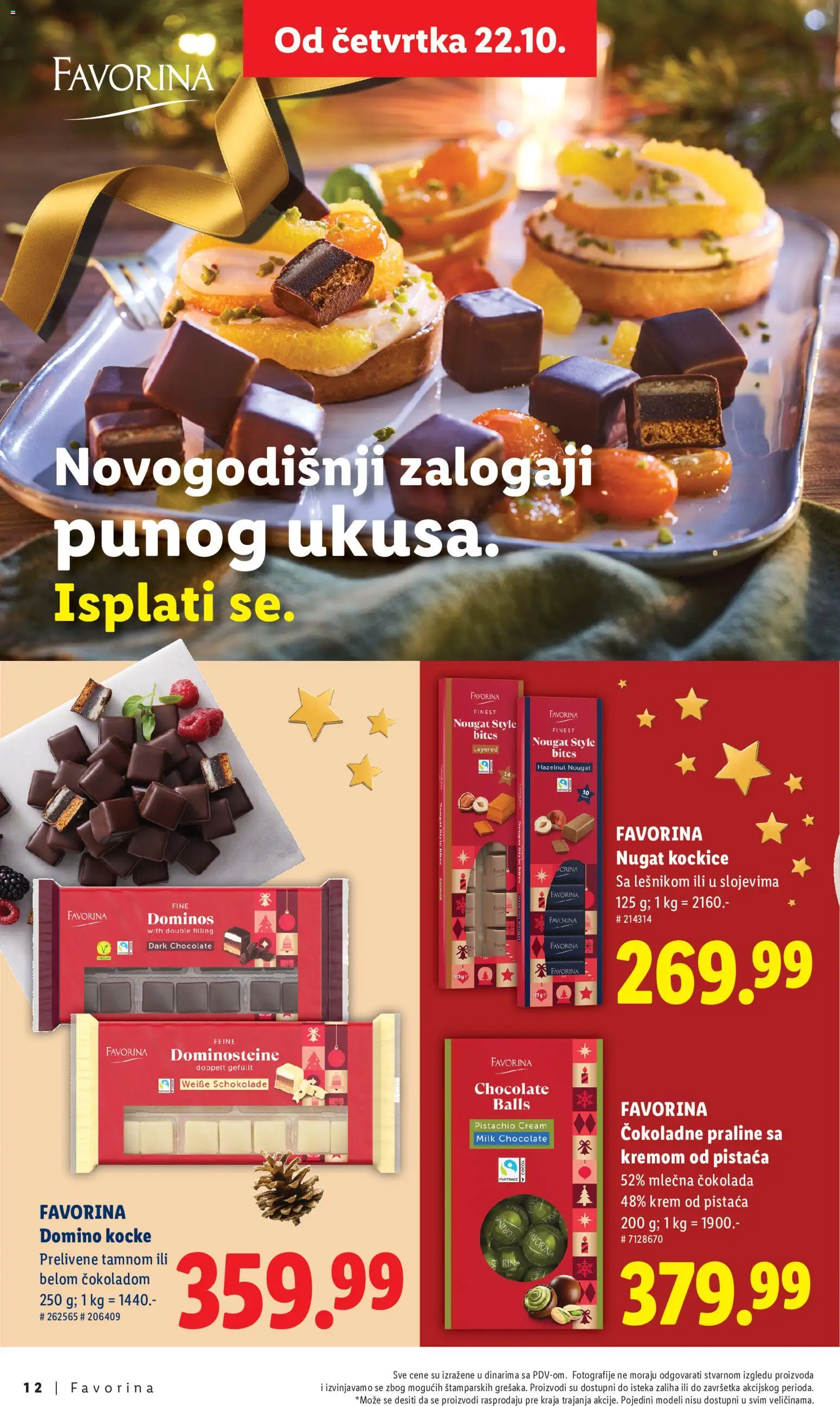 Lidl katalog - važi od 22.10.2026 | Strana: 12 | Proizvode: Praline, Čokolada, Mlečna čokolada, Krem