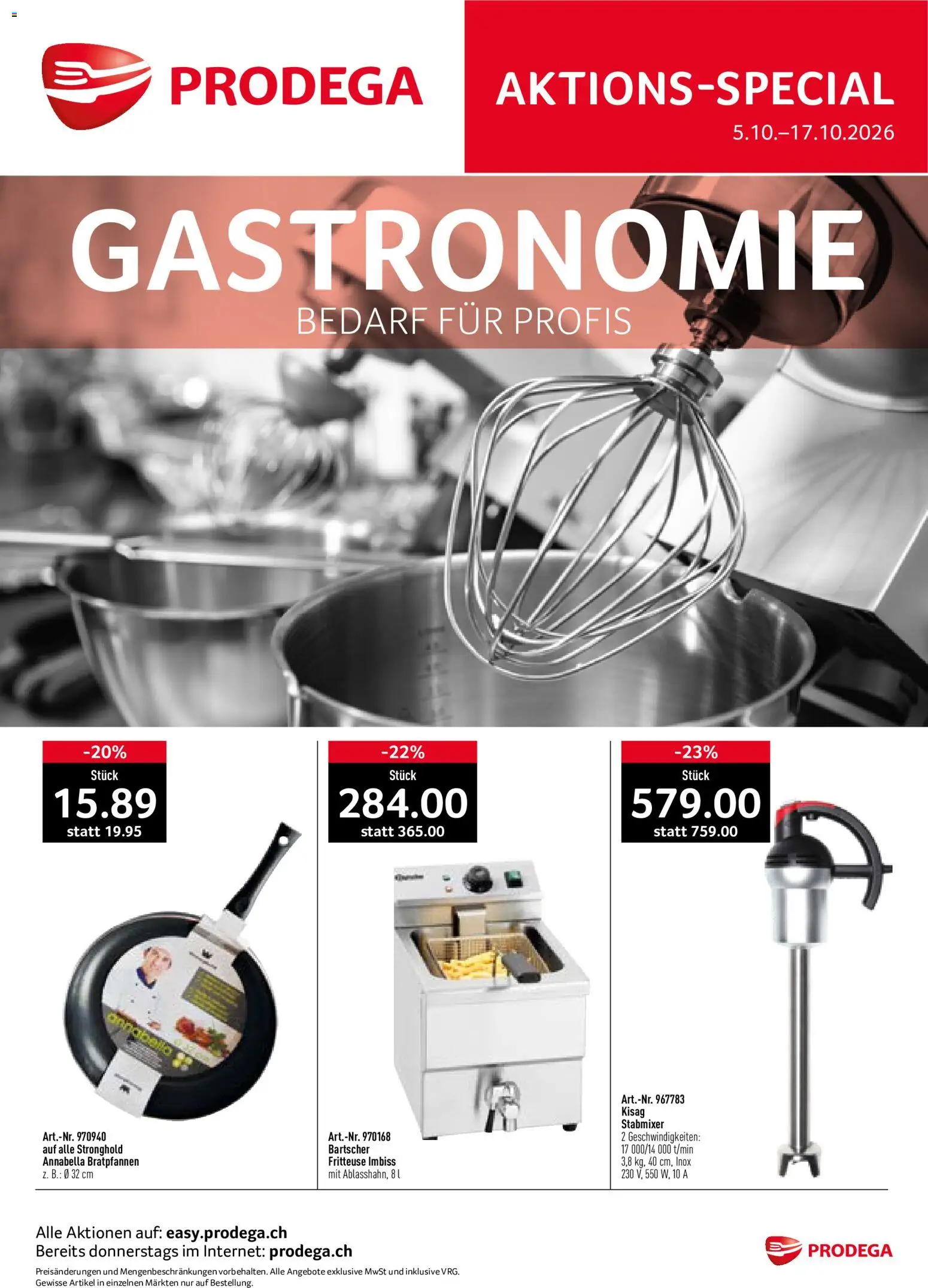 Prodega aktionen Gastronomie Montag, 5. Oktober