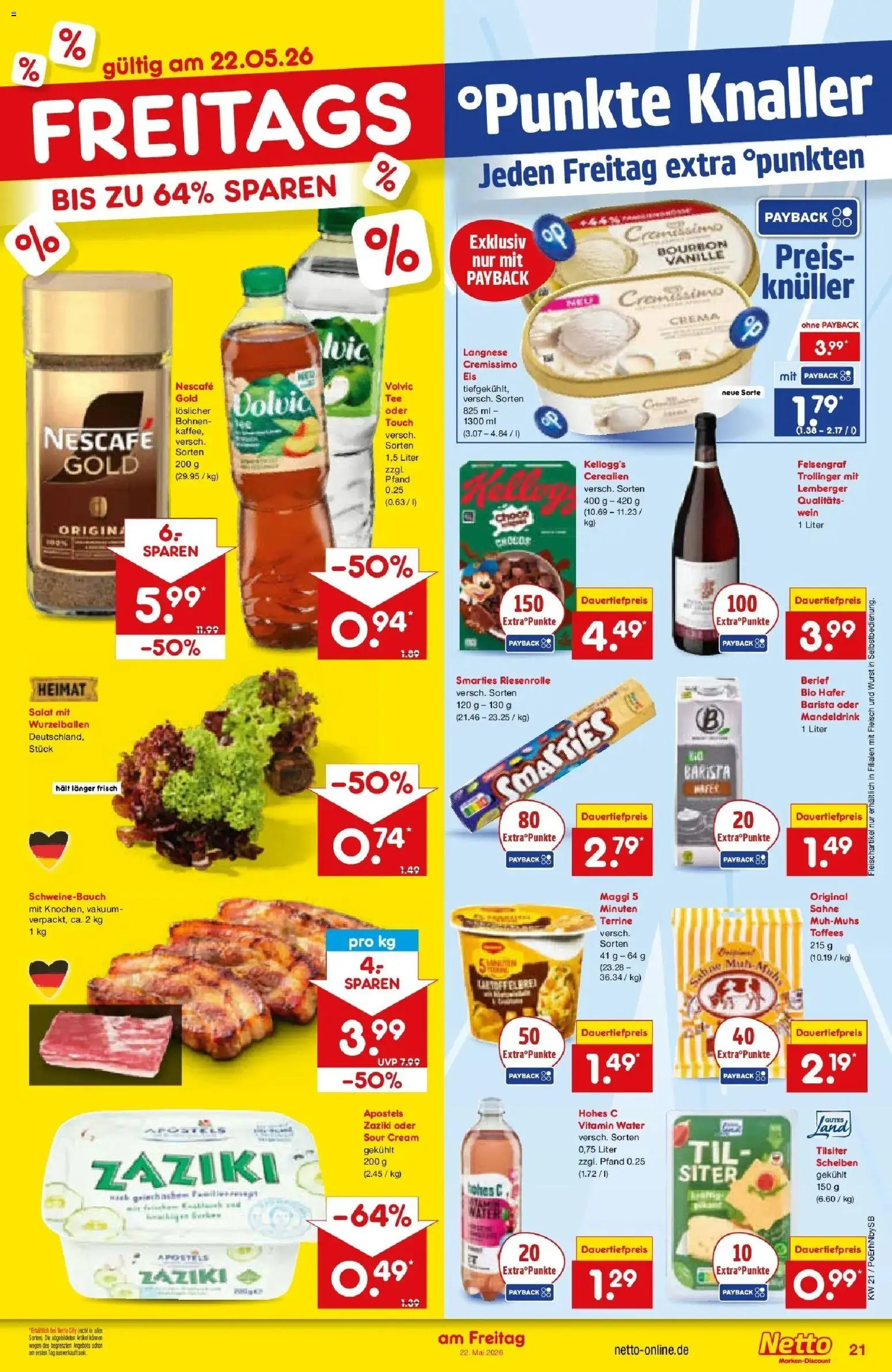 Netto Marken-Discount Prospekt Regensburg	 – gültig ab 17.05.2026 | Seite: 23 | Produkte: Langnese, Maggi, Schweinebauch, Sahne