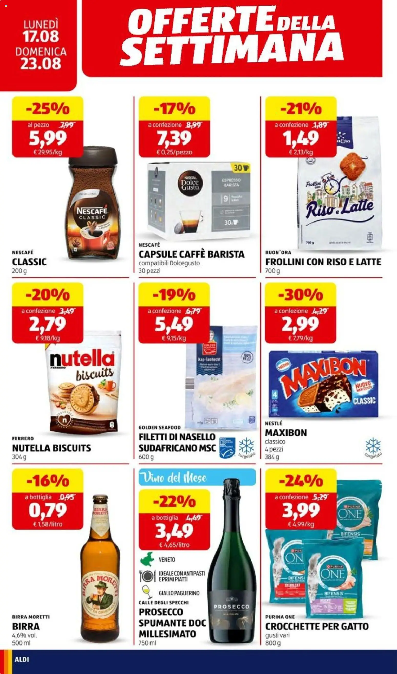 Volantino Aldi del 17/08/2026 | Pagina: 22 | Prodotti: Caffè, Birra, Birra Moretti, Bottiglia
