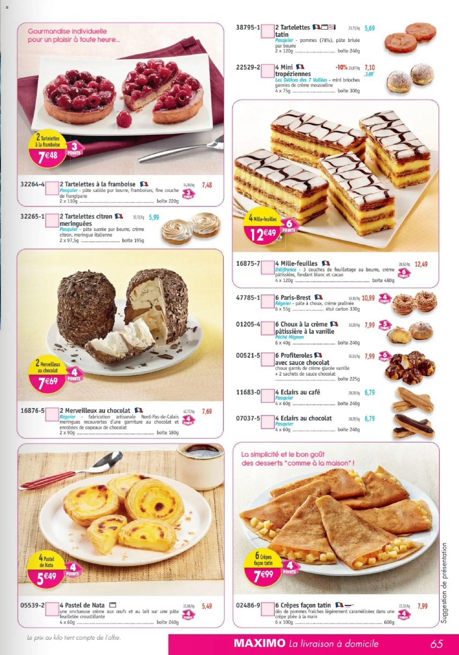 {H1} | Page: 65 | Produits: Framboise, Couches, Chocolat, Crème