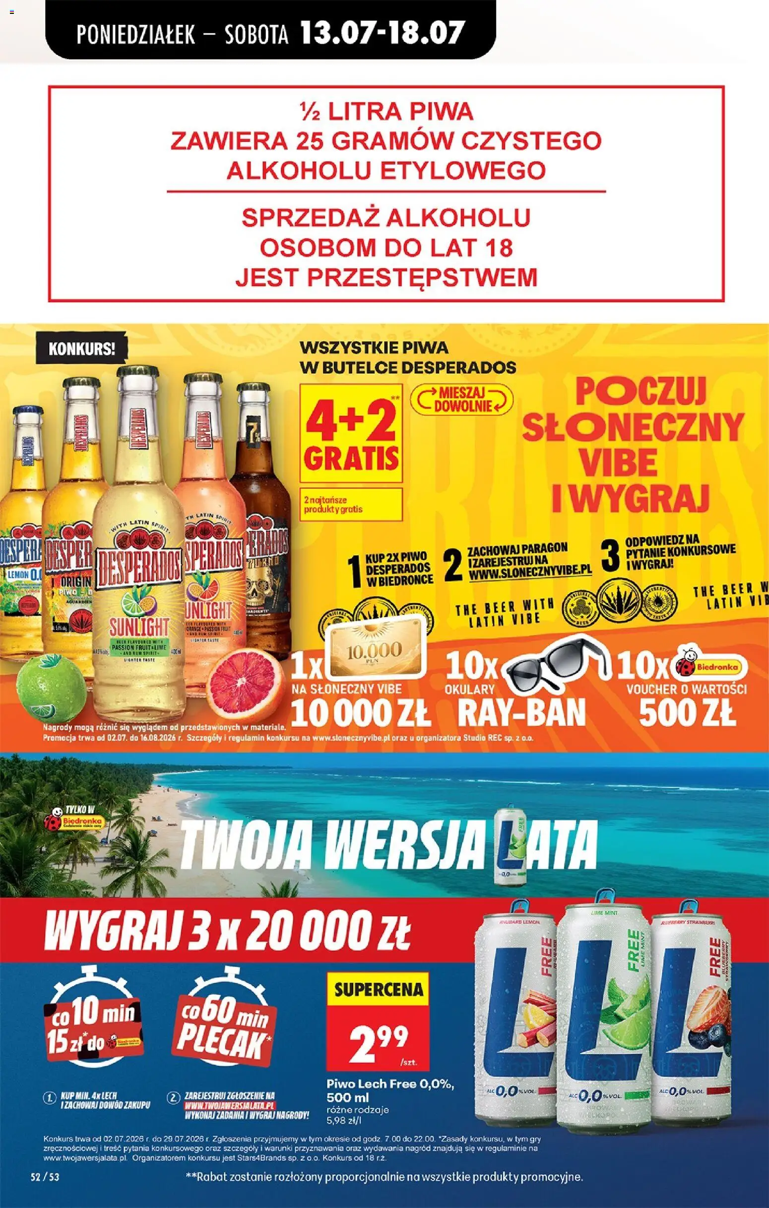 Biedronka gazetka od poniedziałku od 13.07.2026 | Strona: 72 | Produkty: Okulary, Gry, Piwo, Rum