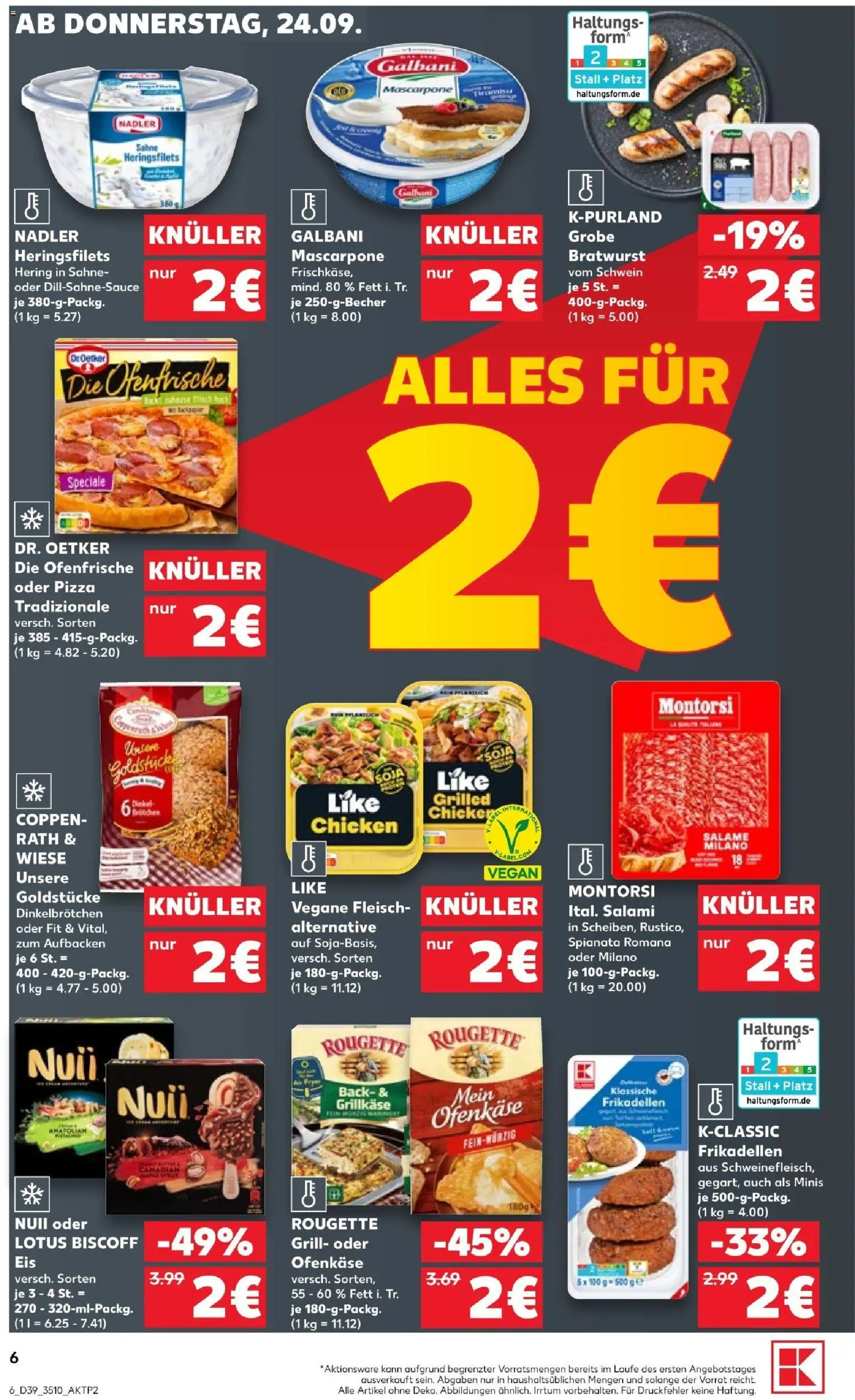 Kaufland Prospekt Zeitz – gültig ab 24.09.2026 | Seite: 6 | Produkte: Mascarpone, Ofenfrische, Salami, Pizza