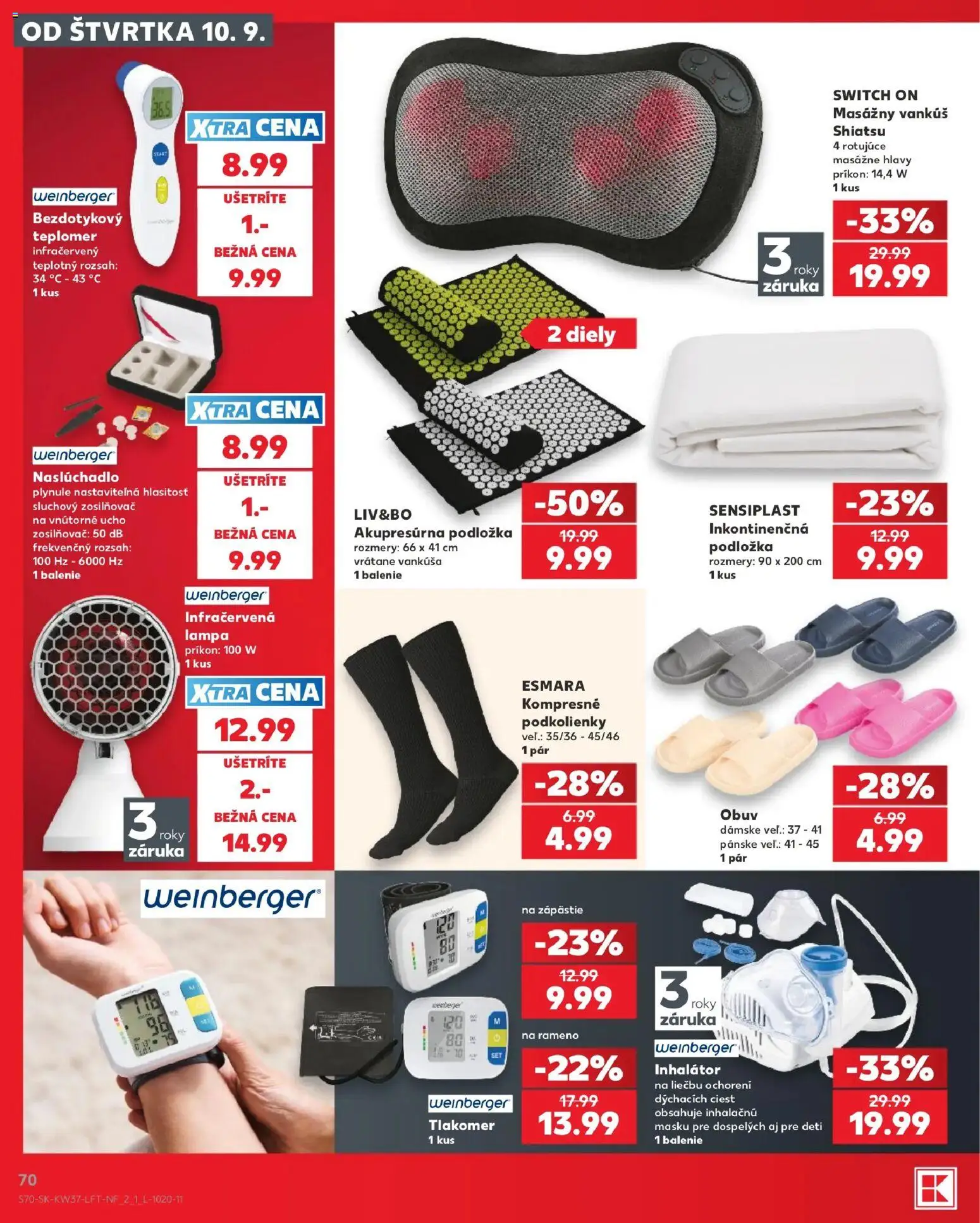 Nové Kaufland akcie – leták je platný od 10.09.2026 | Strana: 70 | Produkty: Vankúš, Lampa, Teplomer, Tlakomer