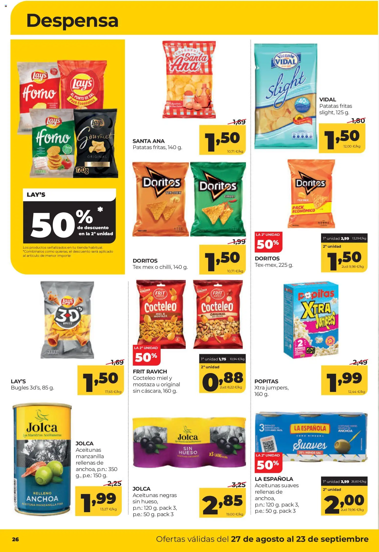 Alimerka folleto Castilla y León │ válido desde el 27/08/2026 | Página: 28 | Productos: Aceitunas, Miel, Patatas fritas, Anchoa