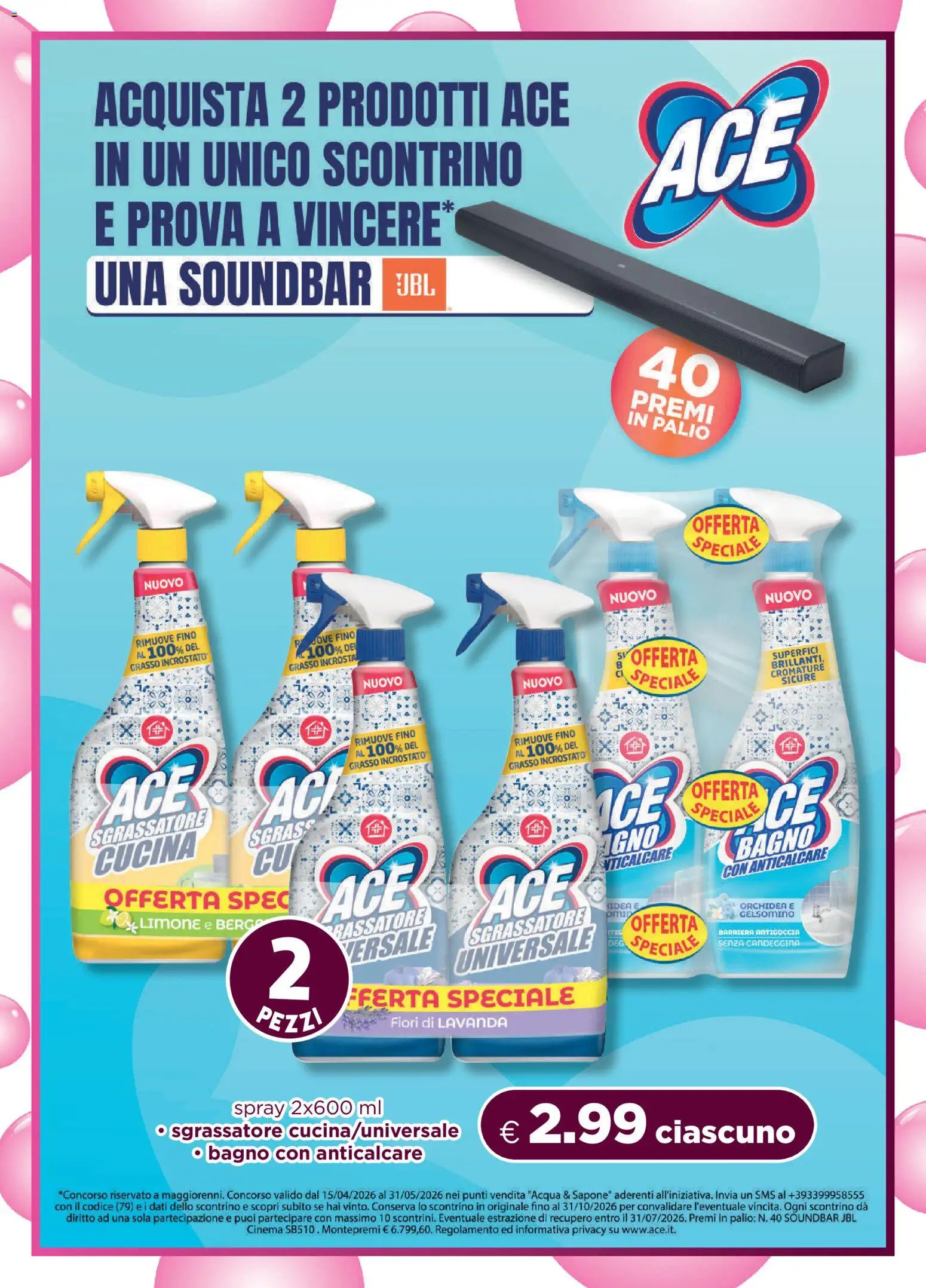Volantino Acqua e Sapone del 26.04.2026 | Pagina: 5 | Prodotti: Candeggina, Soundbar, Lavanda, Orchidea